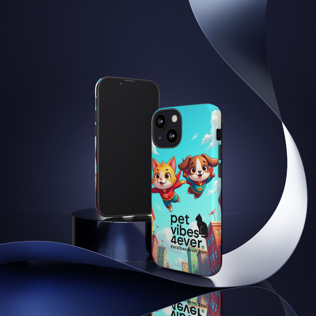 Pet Vibes Phone Case - Playful Cat and Dog Design, Animal Lover Gift, Cute Pet Accessory, Colorful Phone Cover, Fun Pet Gifts