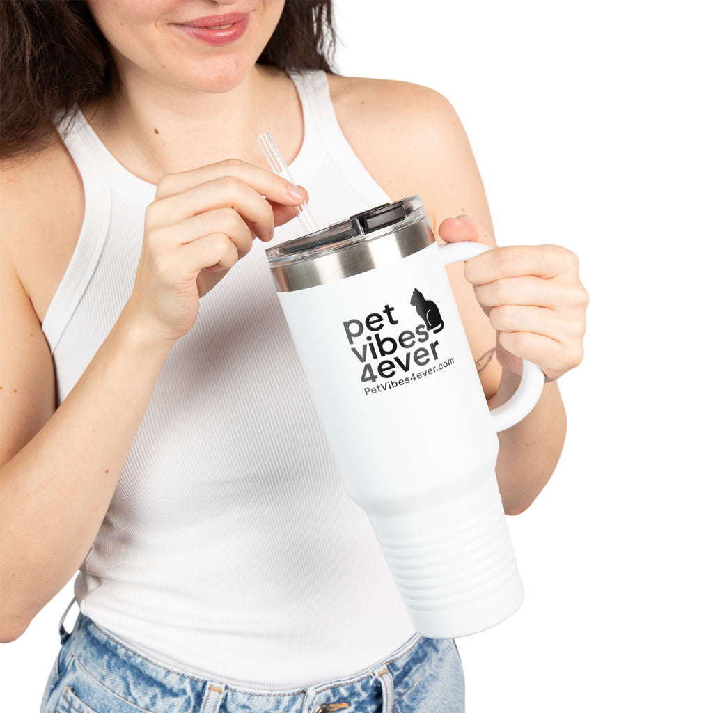 Personalized Pet Vibes Insulated Travel Mug, Perfect for Animal Lovers, Great for Road Trips, Coffee, Tea, Gifts