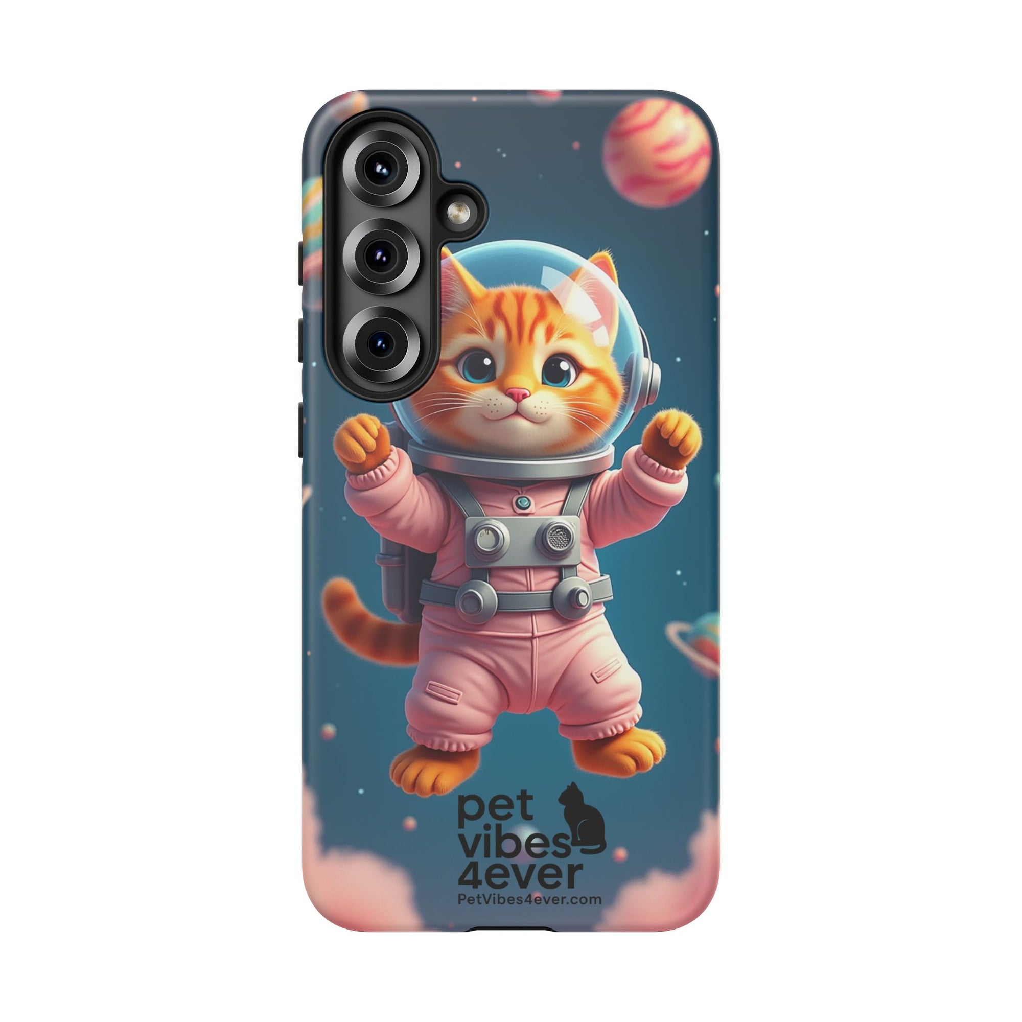 Cute Cat Phone Case, Astronaut Cat Case, Pet Lover Gift, Space Theme Accessories, Galaxy Cat Phone Cover