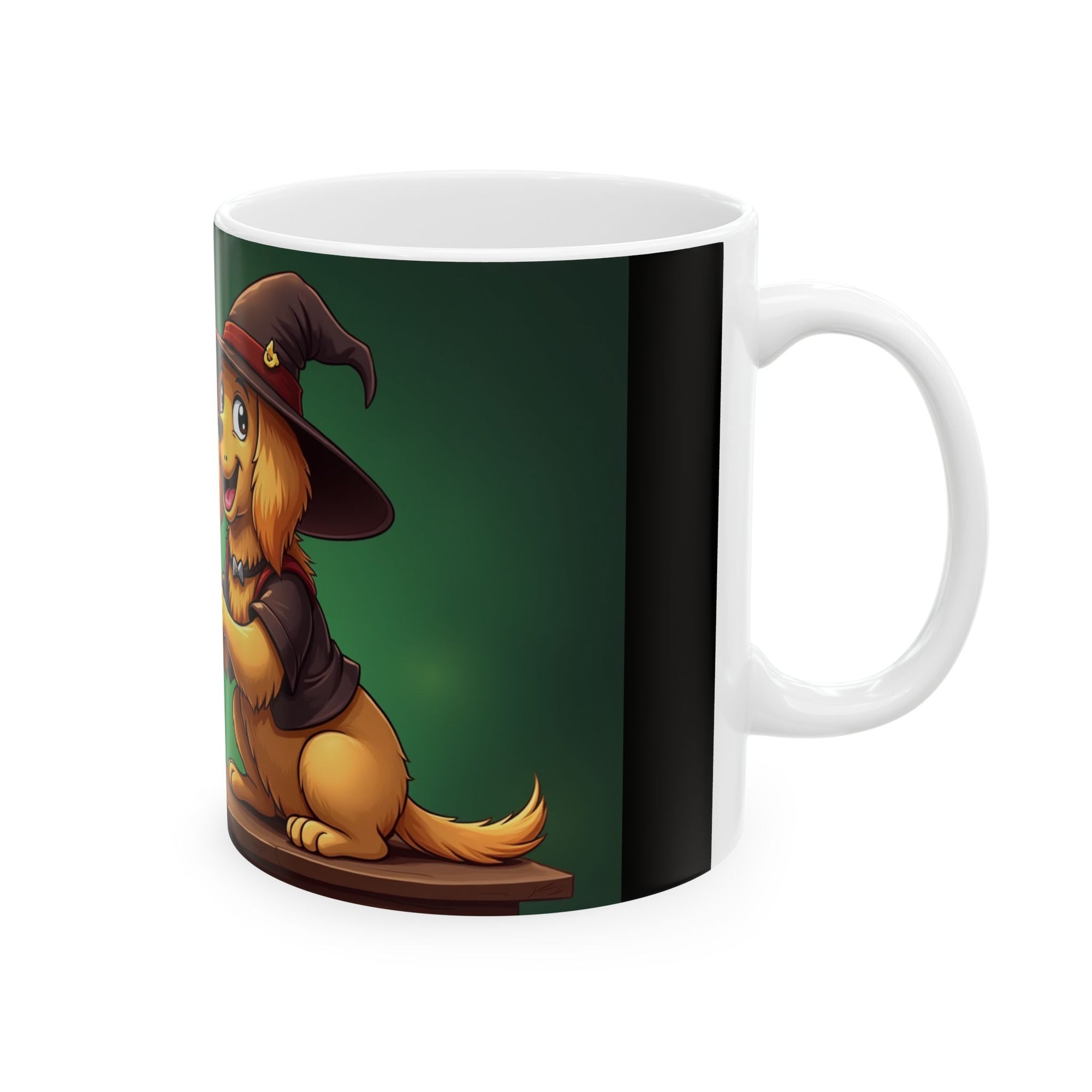 Whimsical Wizard Dog Mug, Cute Coffee Cup, Gift for Pet Lovers, Halloween Decor, Fantasy Beverage Container