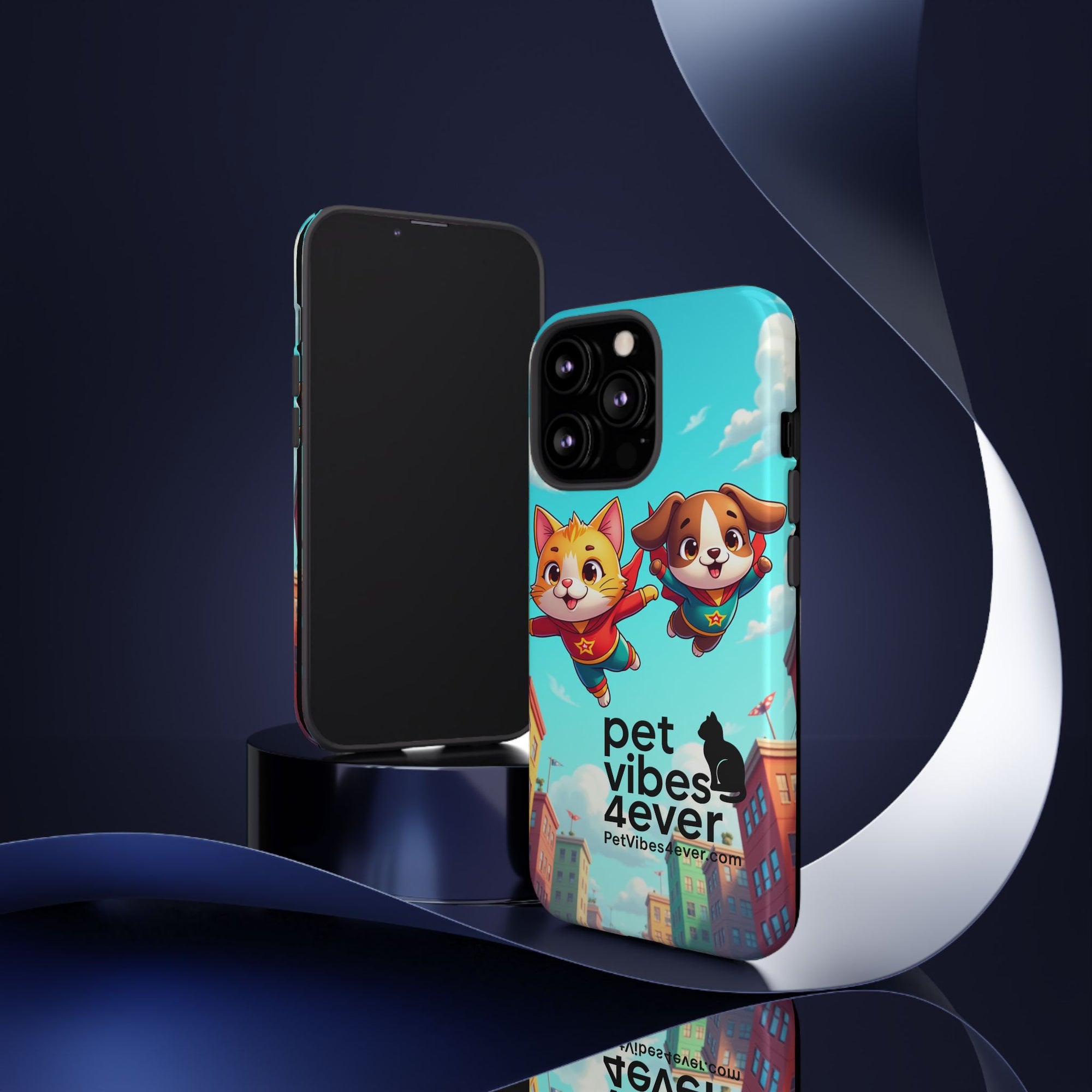 Pet Vibes Phone Case - Playful Cat and Dog Design, Animal Lover Gift, Cute Pet Accessory, Colorful Phone Cover, Fun Pet Gifts