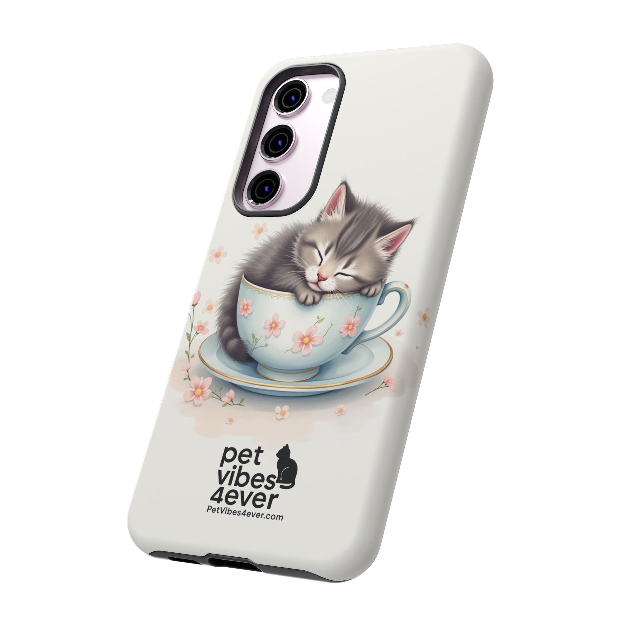 Cute Cat Phone Case, Pet Lover Gift, Soft Kitty Design, Floral Tech Accessory, Unique Animal Case, iPhone Cover, Birthday Present