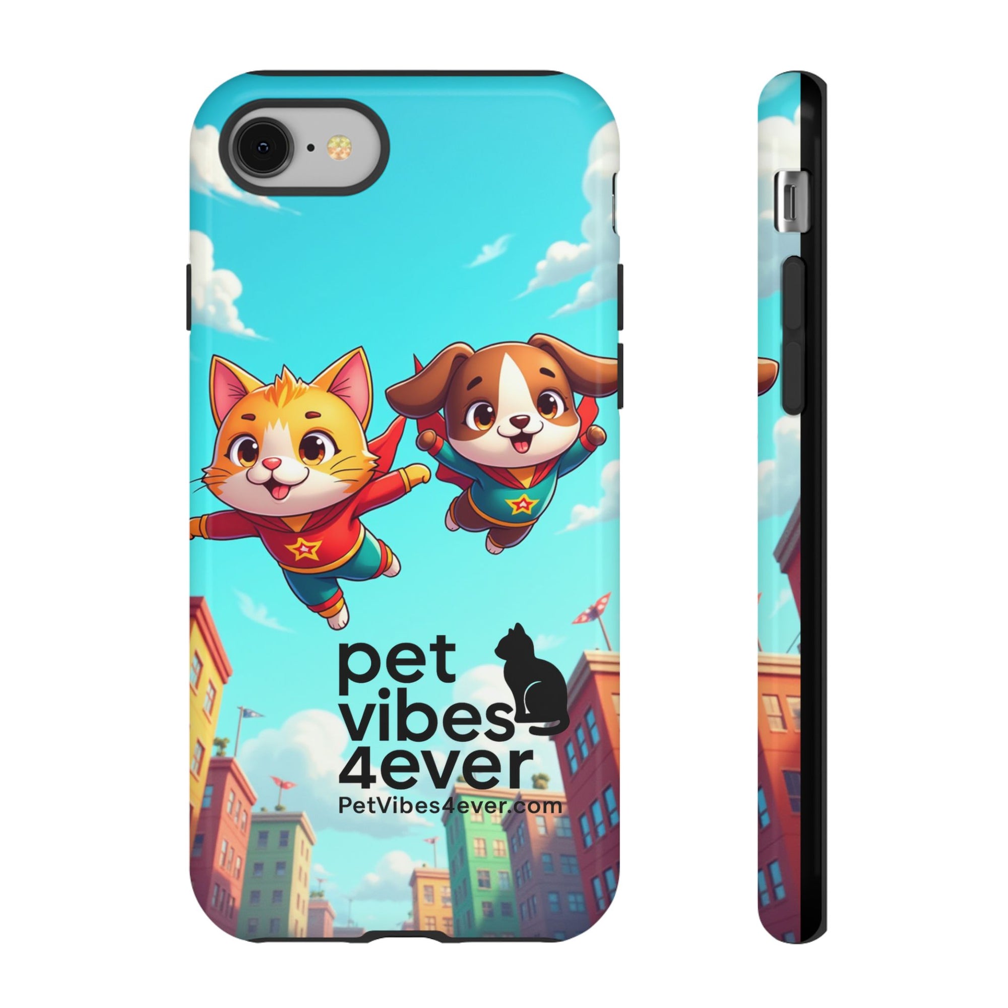 Pet Vibes Phone Case - Playful Cat and Dog Design, Animal Lover Gift, Cute Pet Accessory, Colorful Phone Cover, Fun Pet Gifts