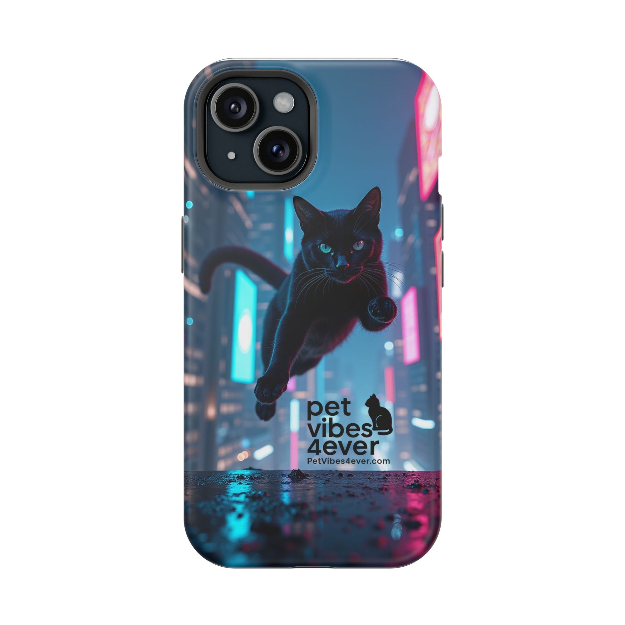 Cat-Themed Phone Case with Pet Vibes Design, Impact-Resistant Phone Case, Gift for Cat Lovers, Cute Pet Merchandise, Stylish Phone Accessory