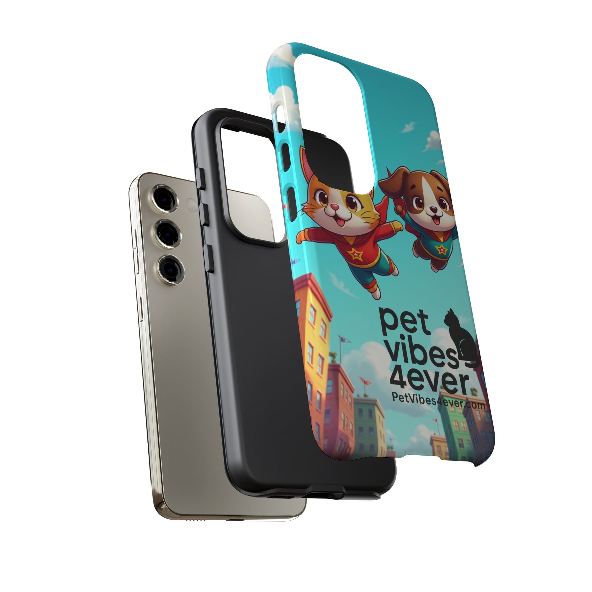 Pet Vibes Forever Tough Phone Cases, Cute Dog and Cat Design, Pet Lover Gift, Fun Phone Accessory, Animal Theme Decor