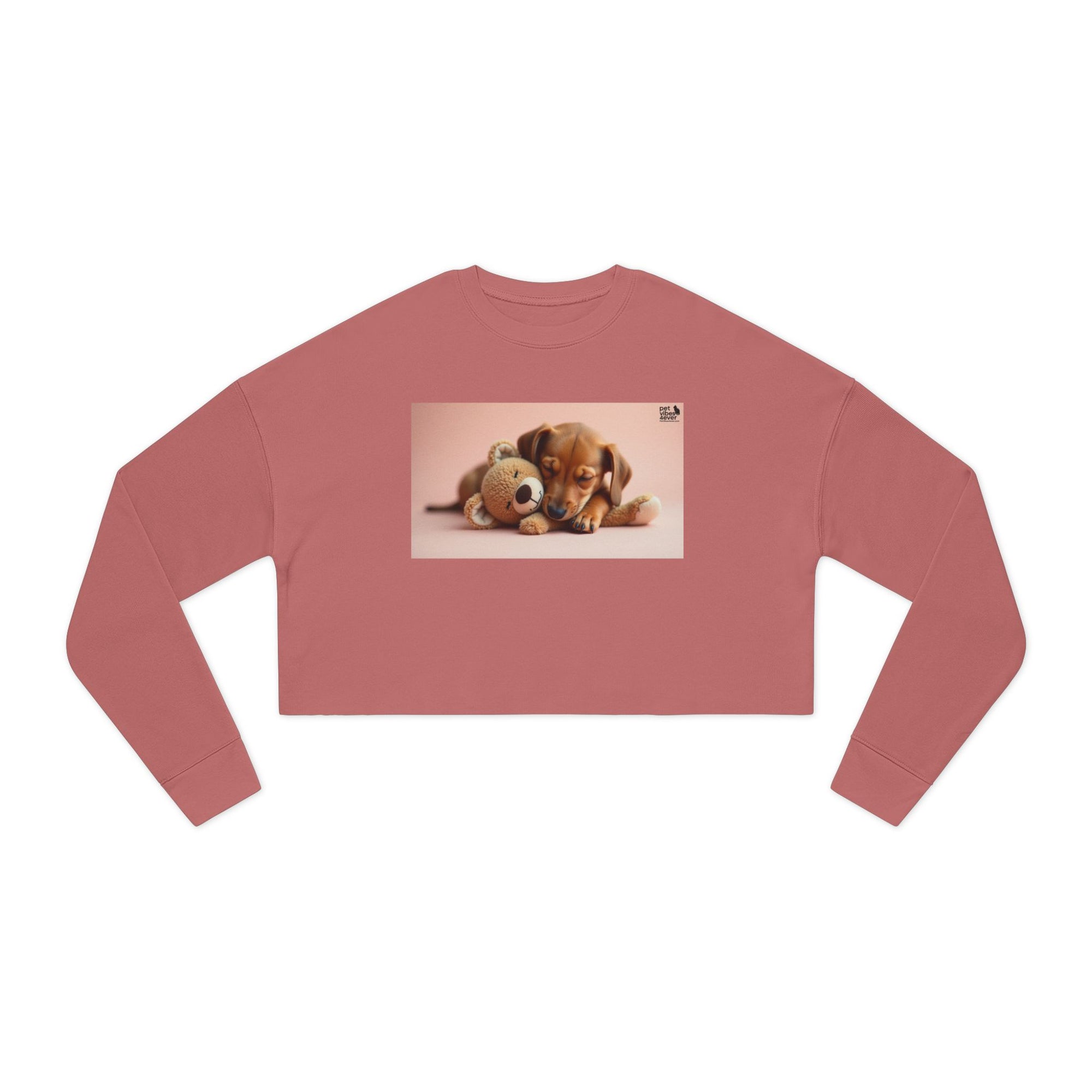 Cute Puppy & Teddy Bear Cropped Sweatshirt, Cozy Animal Sweatshirt, Dog Lover Gift, Pet Themed Top, Comfortable Casual Wear