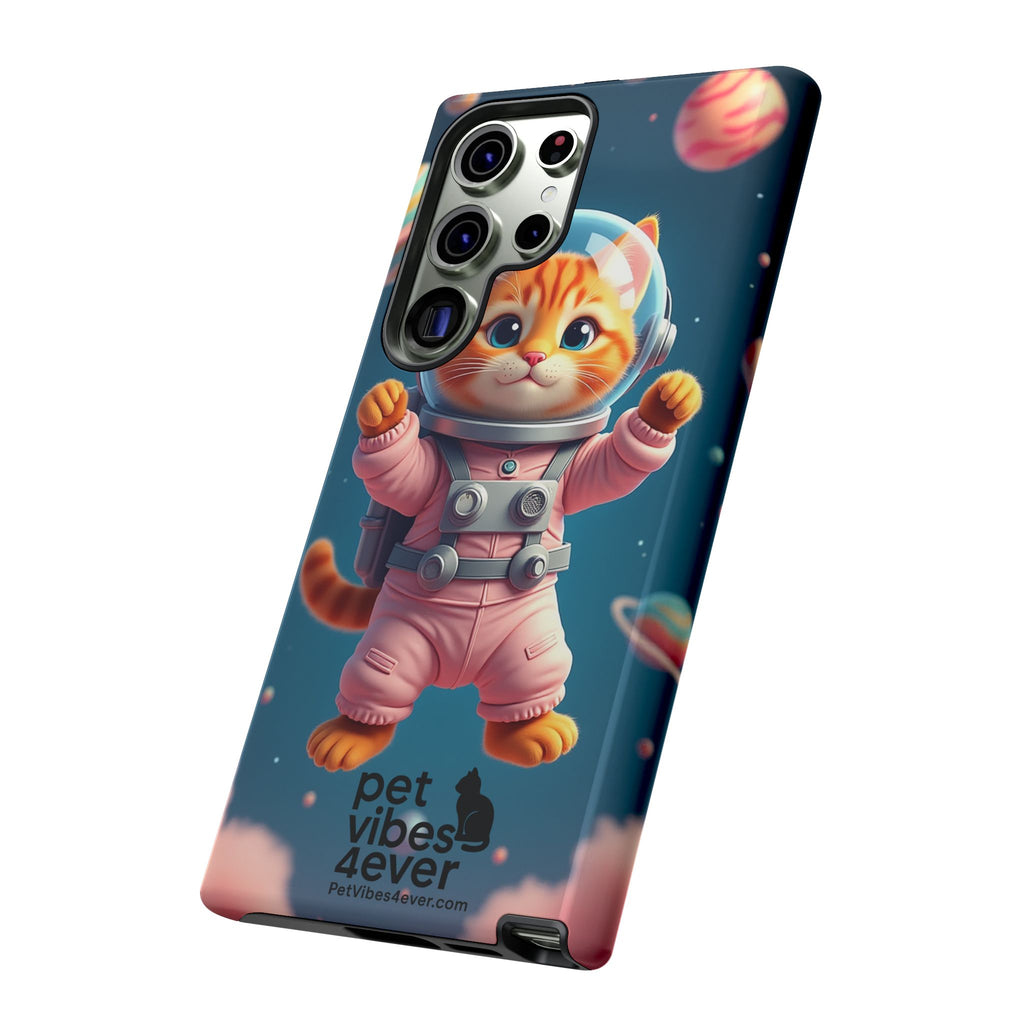 Cute Cat Phone Case, Astronaut Cat Case, Pet Lover Gift, Space Theme Accessories, Galaxy Cat Phone Cover