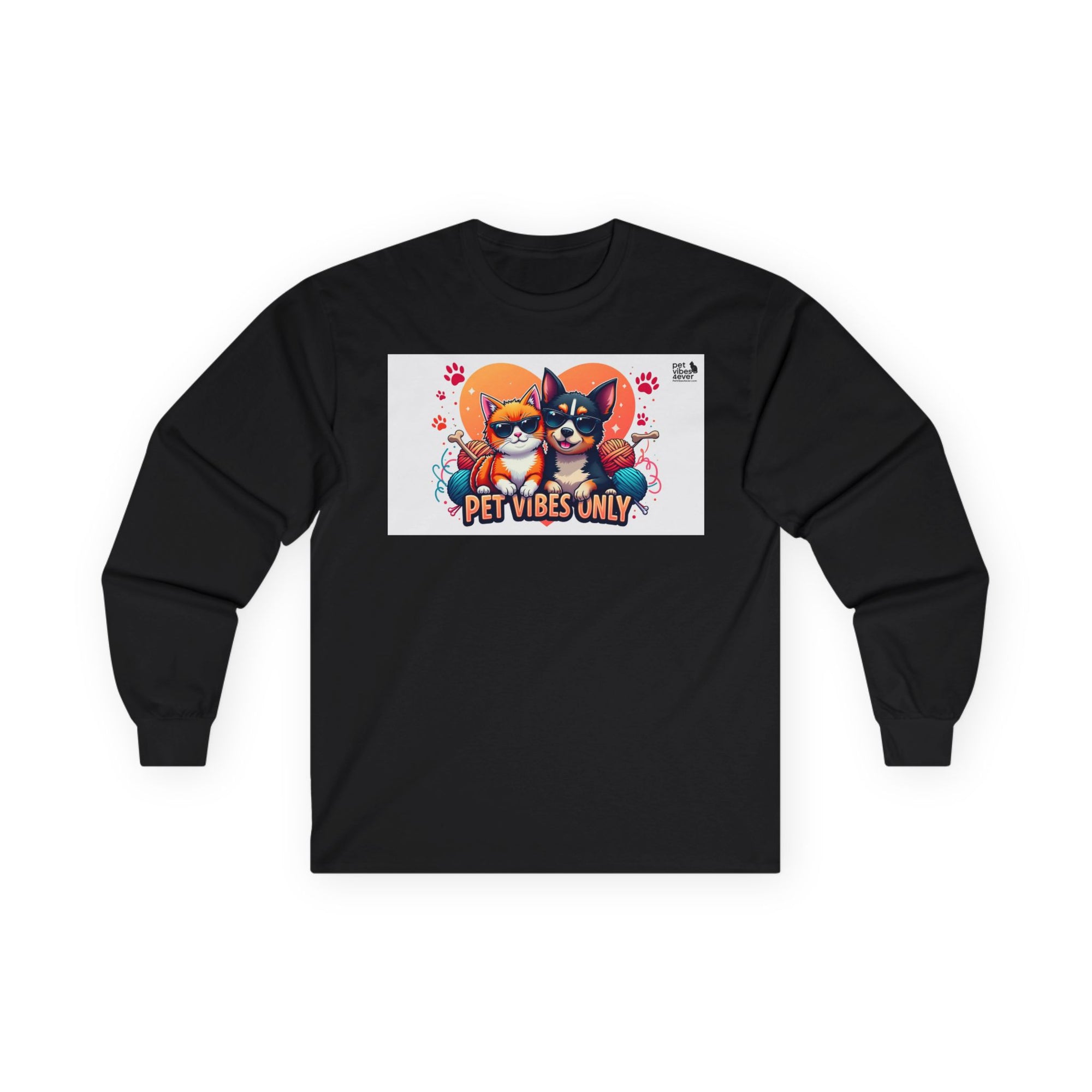 Cute Pet Vibes Long Sleeve Tee, Animal Lover Gift, Cat and Dog Tee, Fun Casual Wear, Perfect for Pet Owners