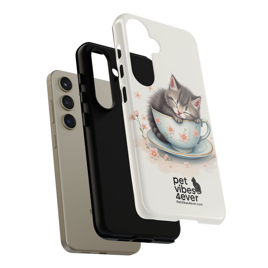 Cute Cat Phone Case, Pet Lover Gift, Soft Kitty Design, Floral Tech Accessory, Unique Animal Case, iPhone Cover, Birthday Present