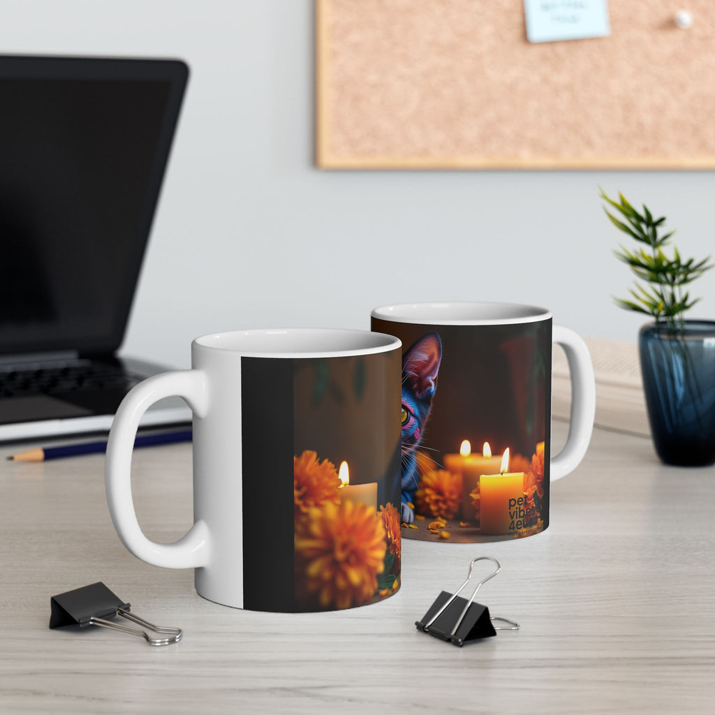 Artistic Cat Ceramic Mug - Vibrant Kitty, Animal Lover Gift, Coffee Tea Cup, Unique Home Decor, Birthday Gift