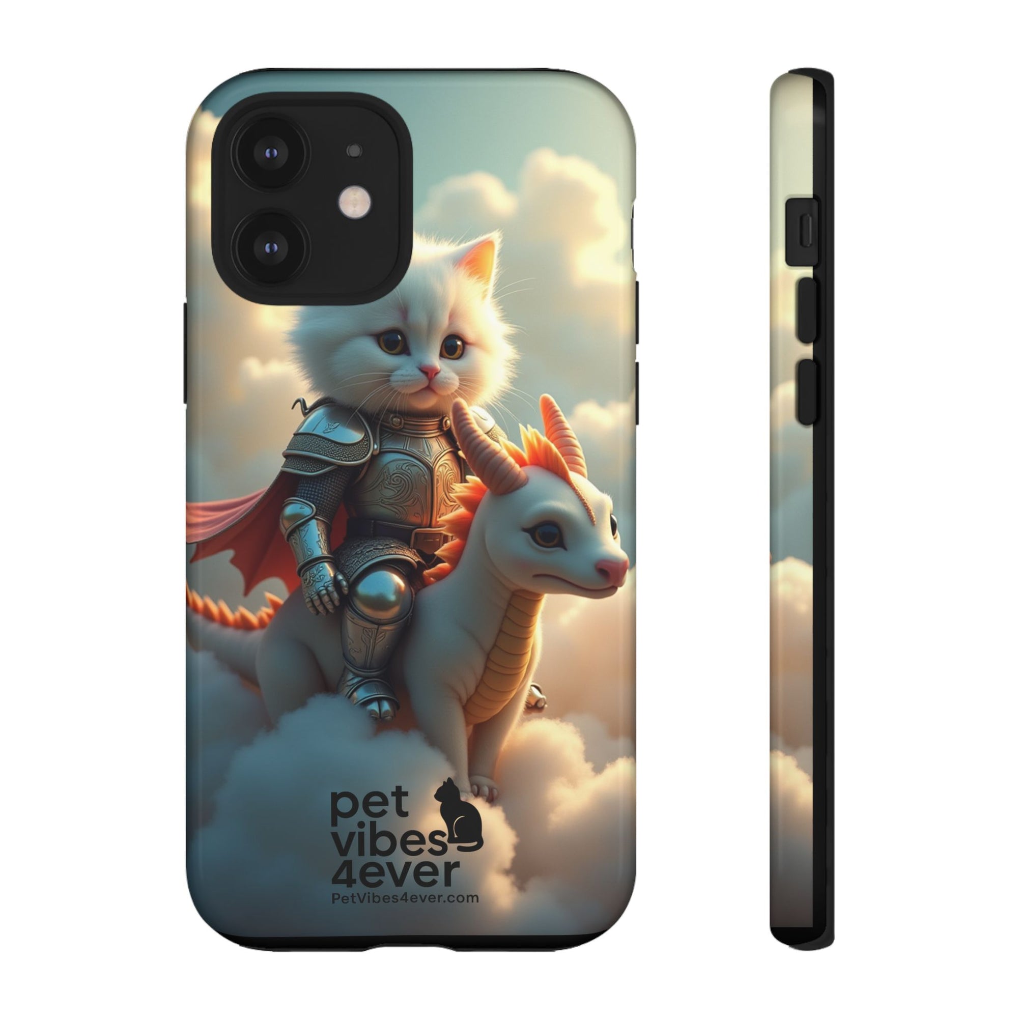 Pet Vibes Phone Case, Cute Cat and Dragon Design, Tough Phone Cover, Gift for Animal Lovers, Unique Pet Themed Accessory