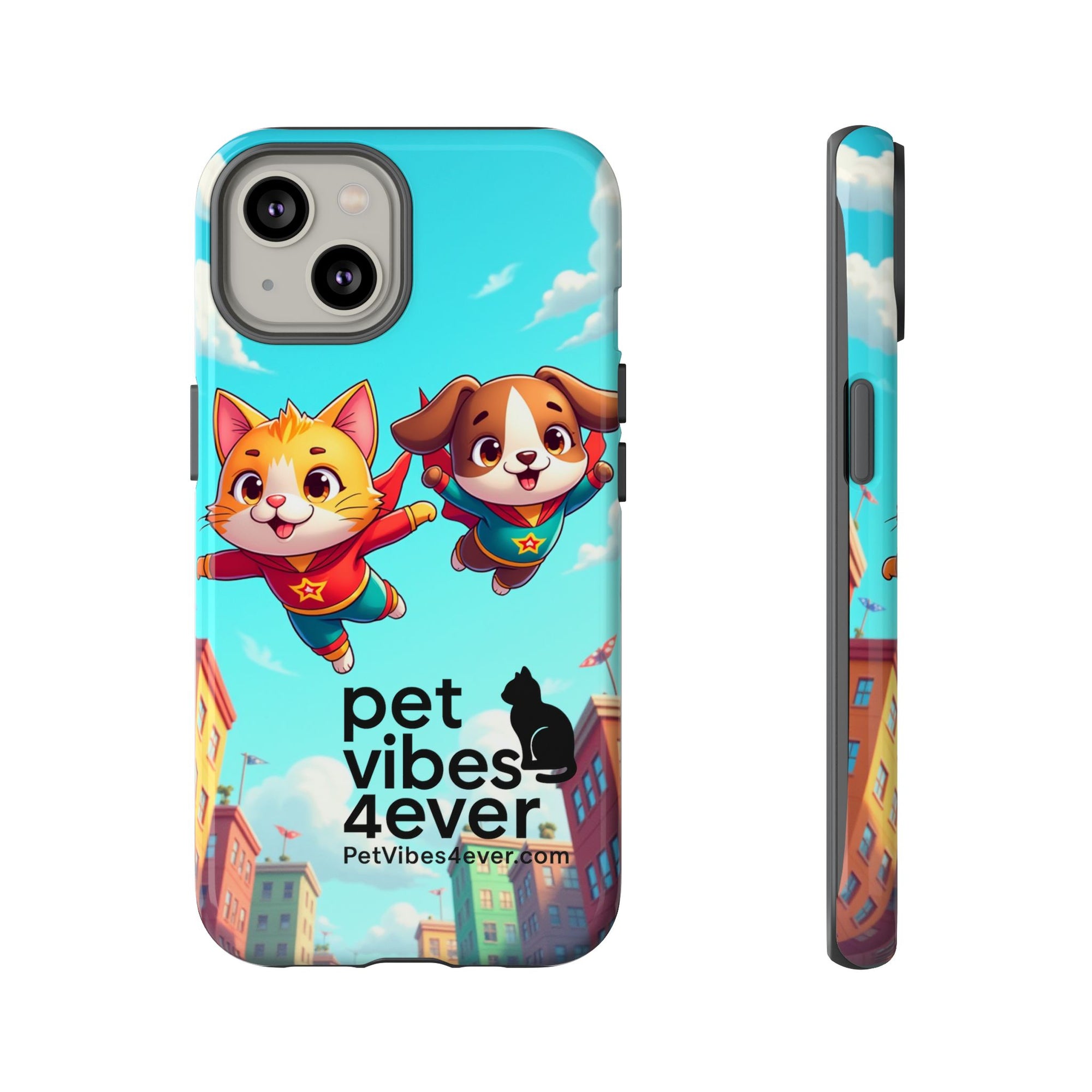 Pet Vibes Phone Case - Playful Cat and Dog Design, Animal Lover Gift, Cute Pet Accessory, Colorful Phone Cover, Fun Pet Gifts