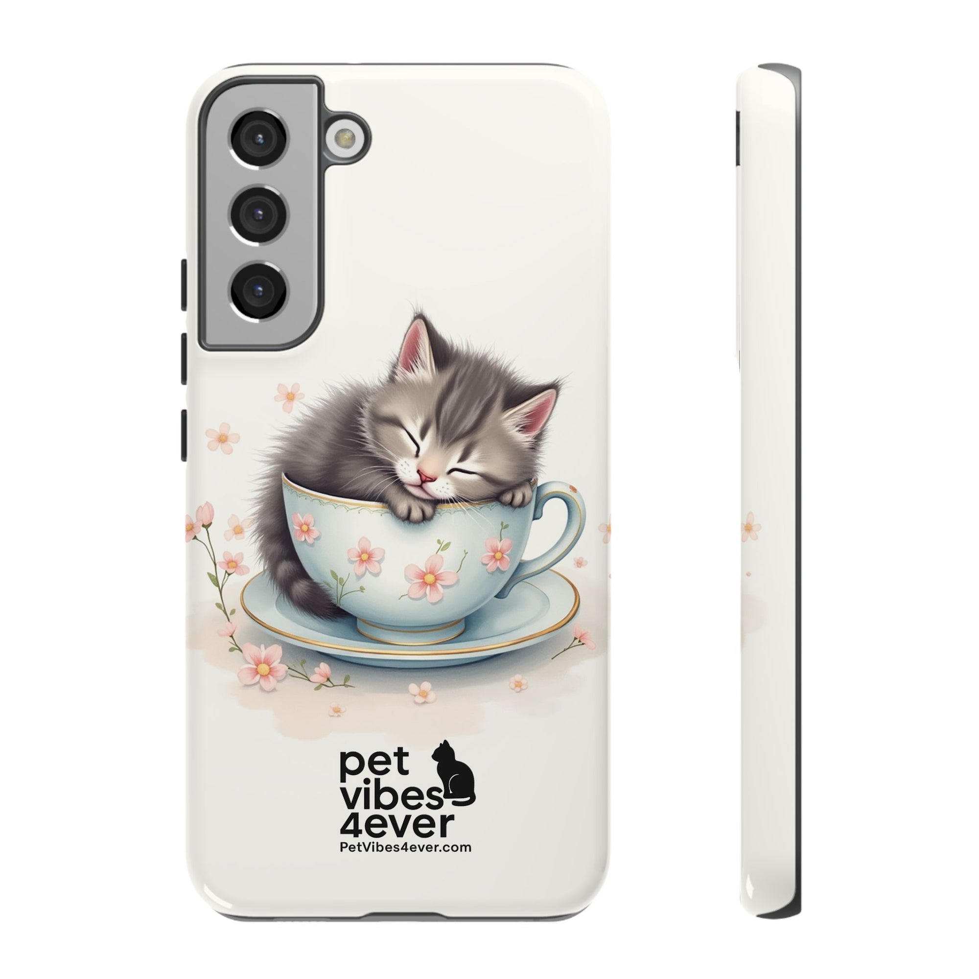 Cute Cat Phone Case, Pet Lover Gift, Soft Kitty Design, Floral Tech Accessory, Unique Animal Case, iPhone Cover, Birthday Present