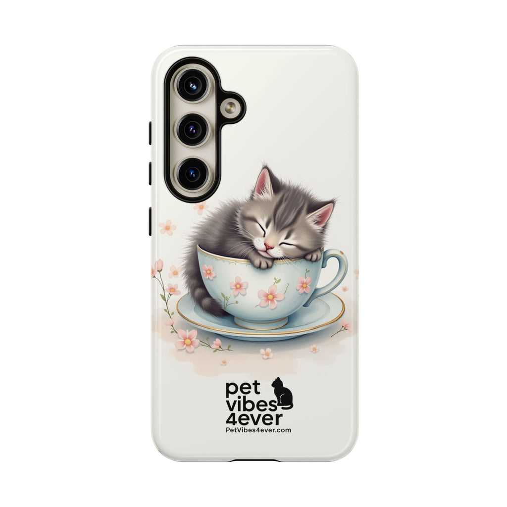 Cute Cat Phone Case, Pet Lover Gift, Soft Kitty Design, Floral Tech Accessory, Unique Animal Case, iPhone Cover, Birthday Present