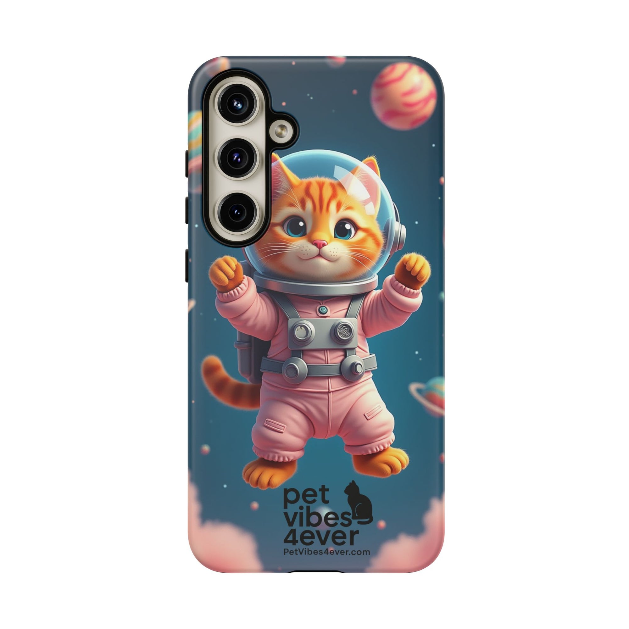 Cute Cat Phone Case, Astronaut Cat Case, Pet Lover Gift, Space Theme Accessories, Galaxy Cat Phone Cover