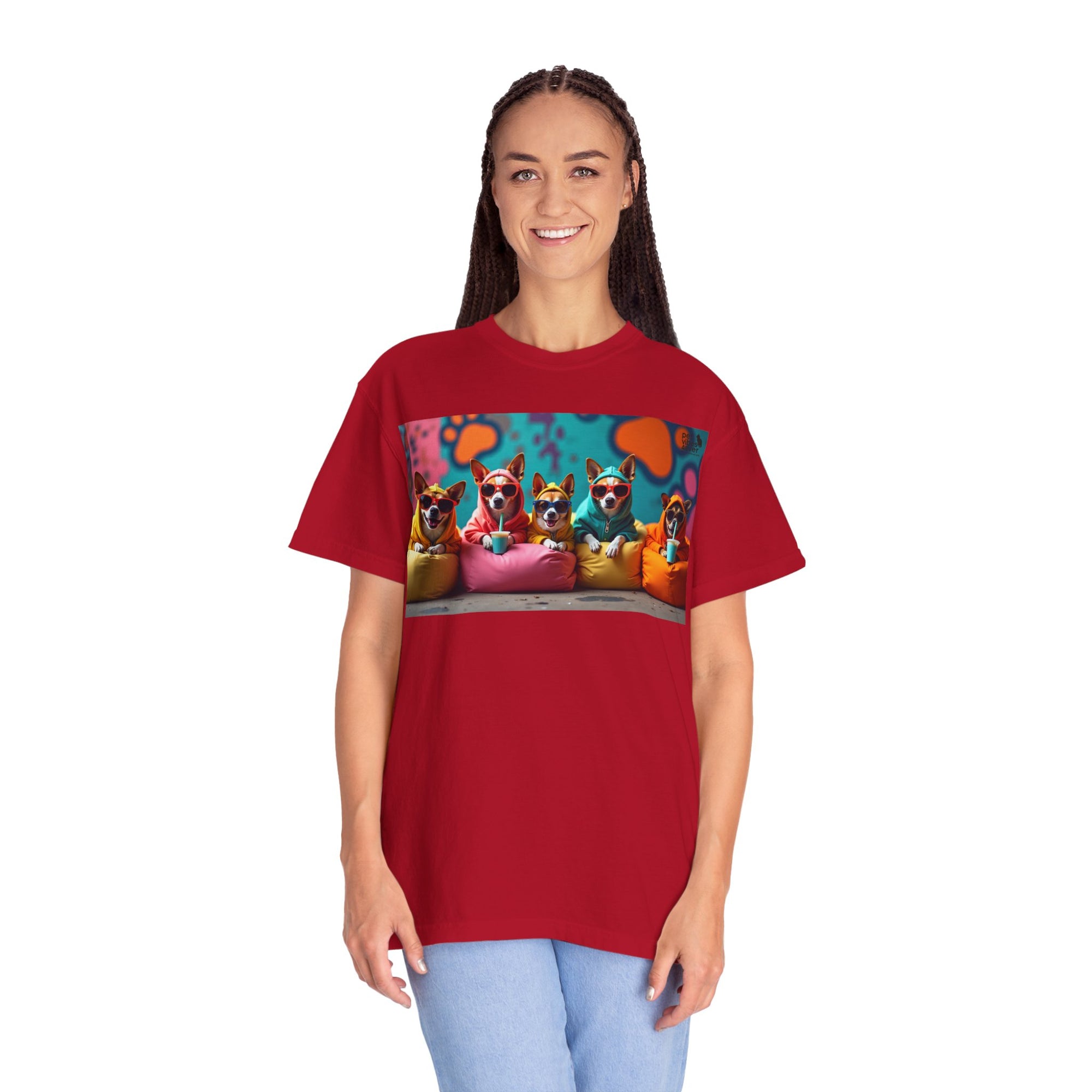 Playful Dog-Themed Unisex Garment-Dyed T-shirt, Pet Lover Gift, Casual Wear, Birthday Party Tee, Colorful Animal Art