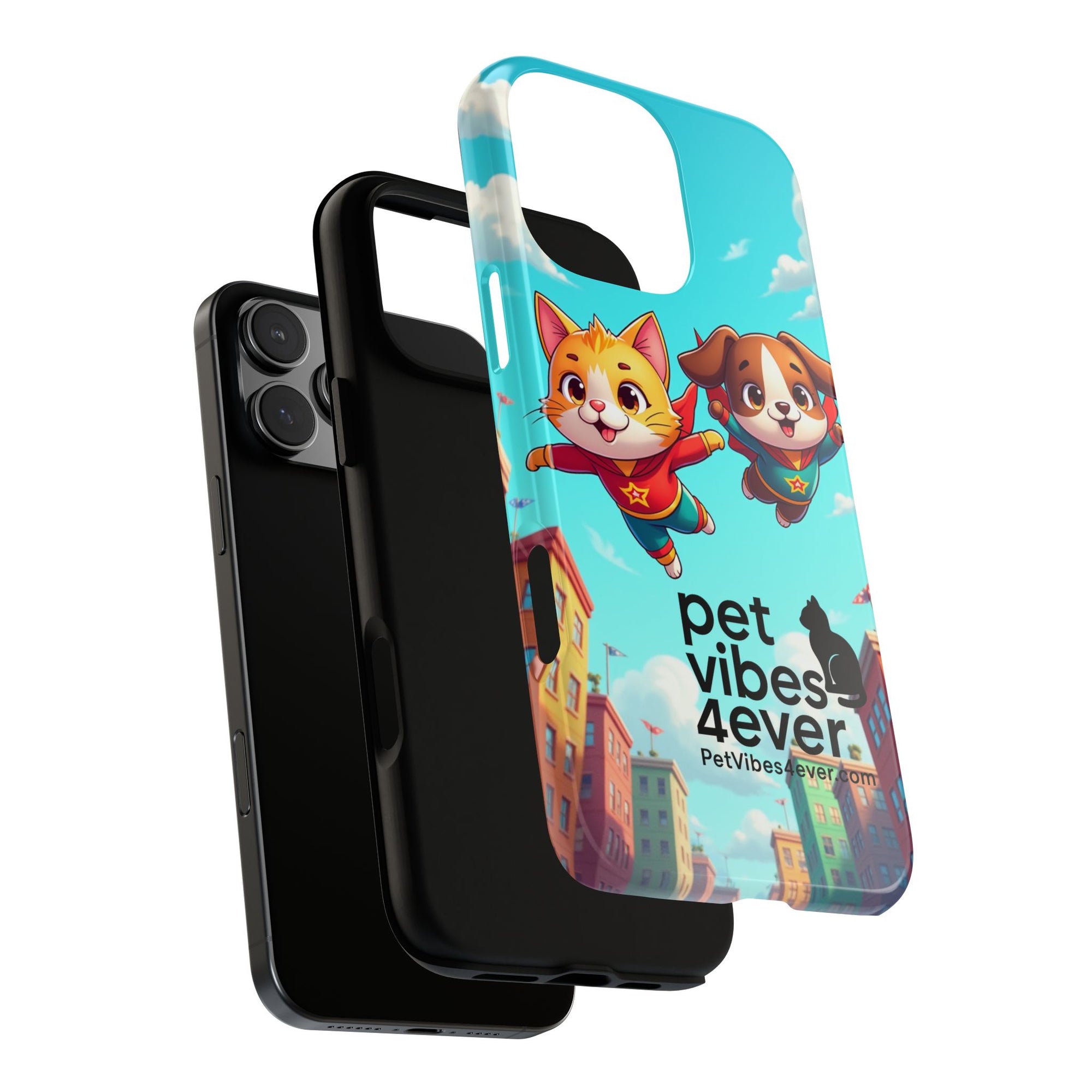 Pet Vibes Phone Case - Playful Cat and Dog Design, Animal Lover Gift, Cute Pet Accessory, Colorful Phone Cover, Fun Pet Gifts