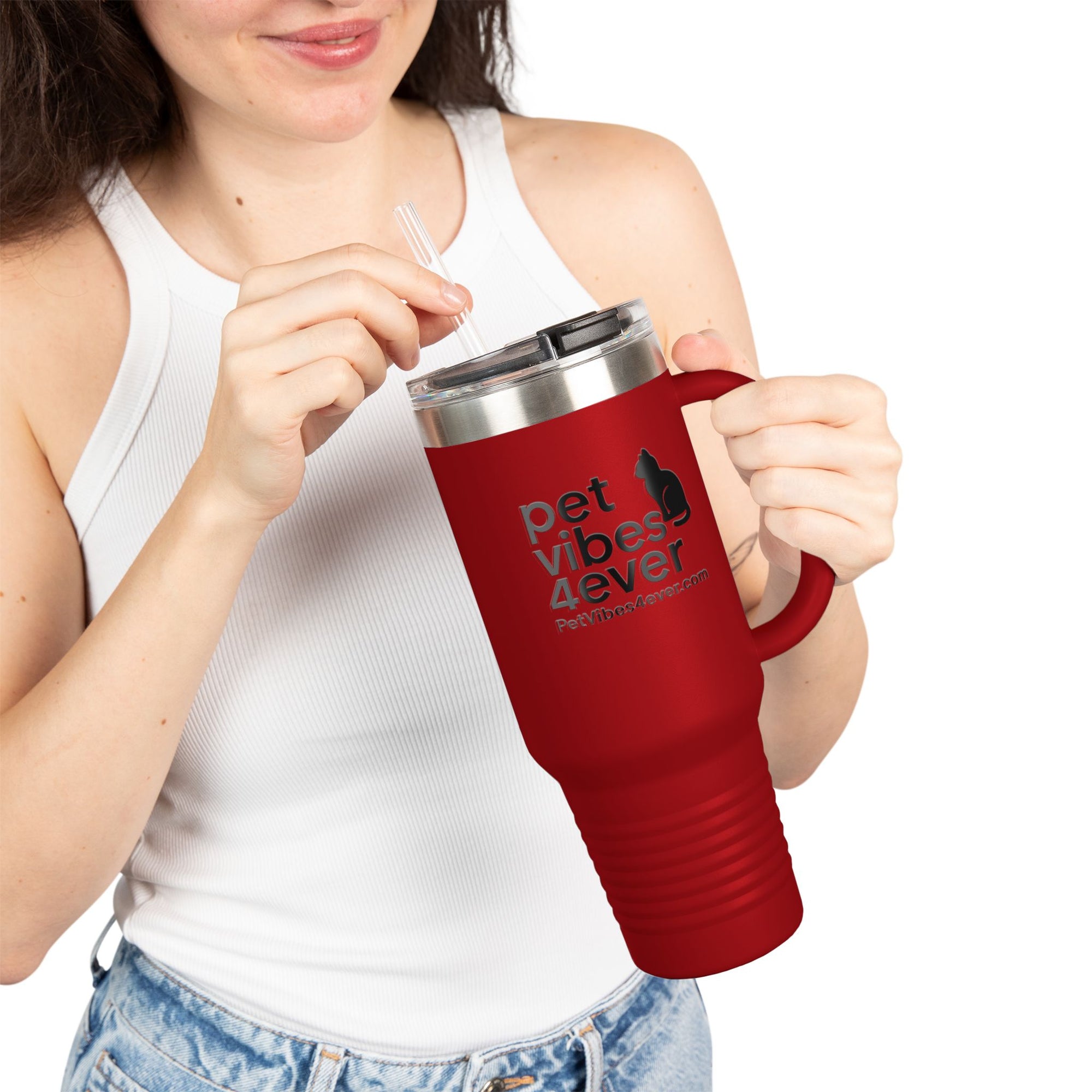 Insulated Travel Mug, Pet Lover's 40oz Coffee Tumbler, Perfect for Hot Drinks, Gifts for Cat Owners, Travel Companion, Pet Vibes 4ever