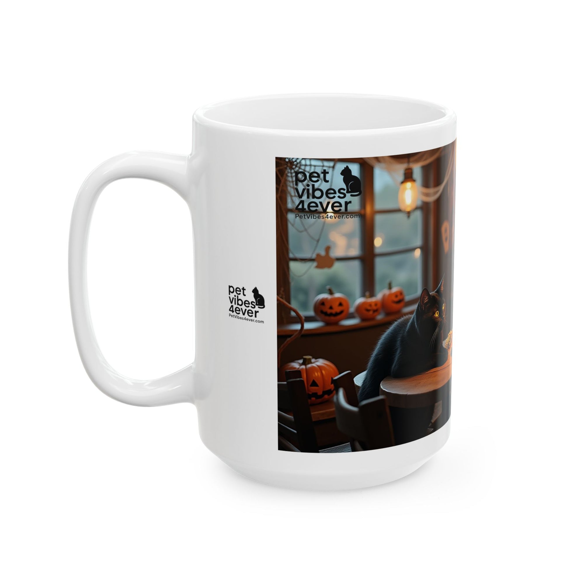 Whimsical Skeleton Cat Mug: Cozy Coffee Cup, Halloween Decor, Gift for Cat Lovers, Unique Kitchenware