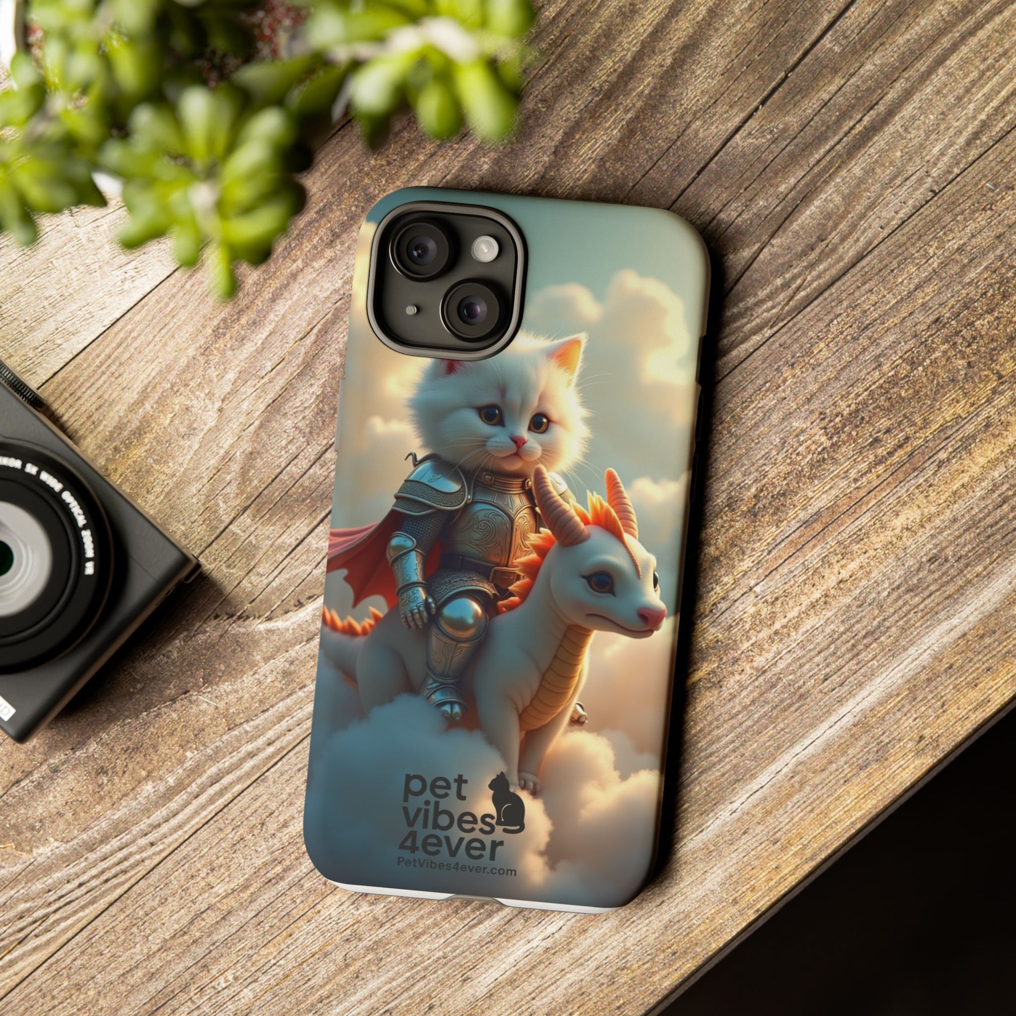 Pet Vibes Phone Case, Cute Cat and Dragon Design, Tough Phone Cover, Gift for Animal Lovers, Unique Pet Themed Accessory