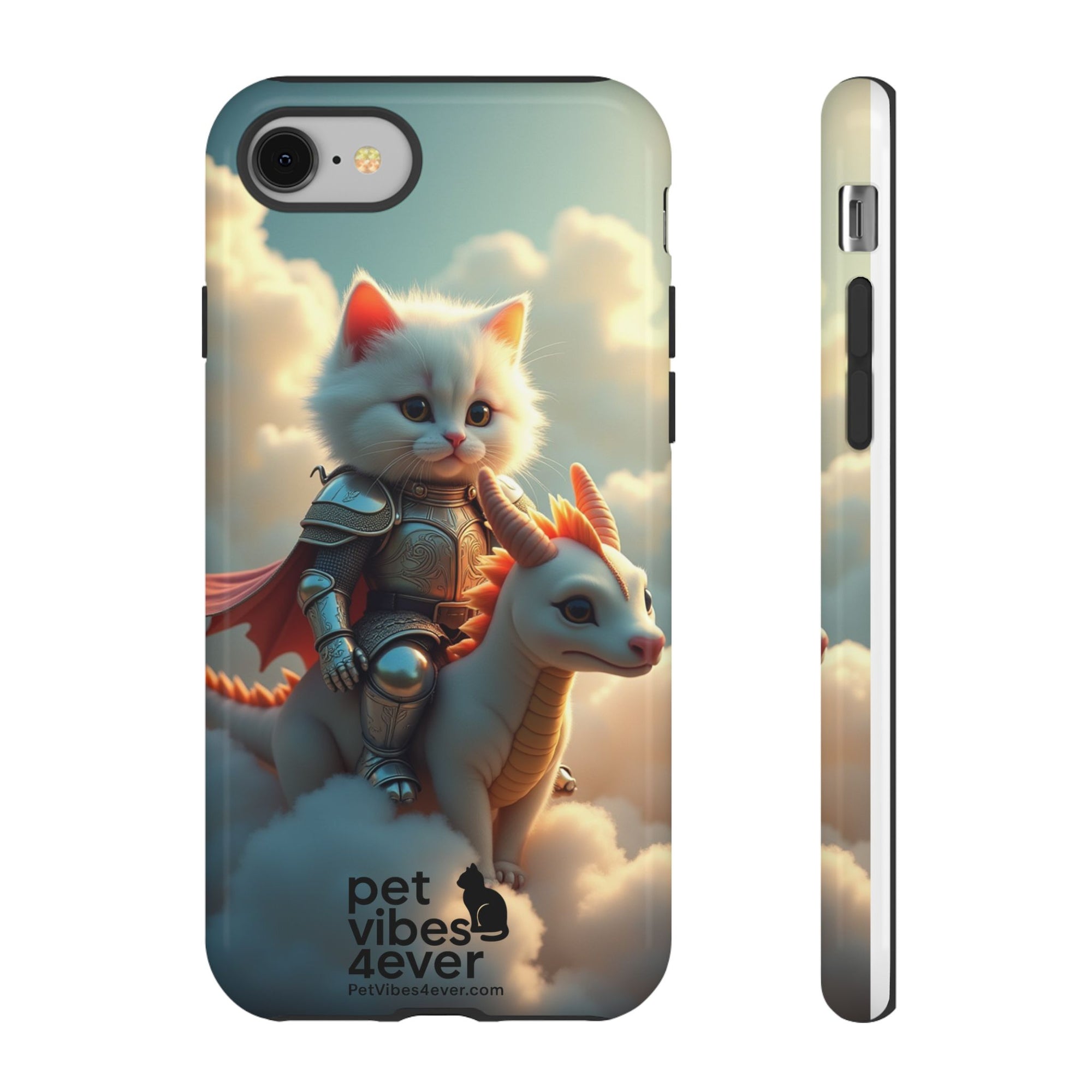 Pet Vibes Phone Case, Cute Cat and Dragon Design, Tough Phone Cover, Gift for Animal Lovers, Unique Pet Themed Accessory