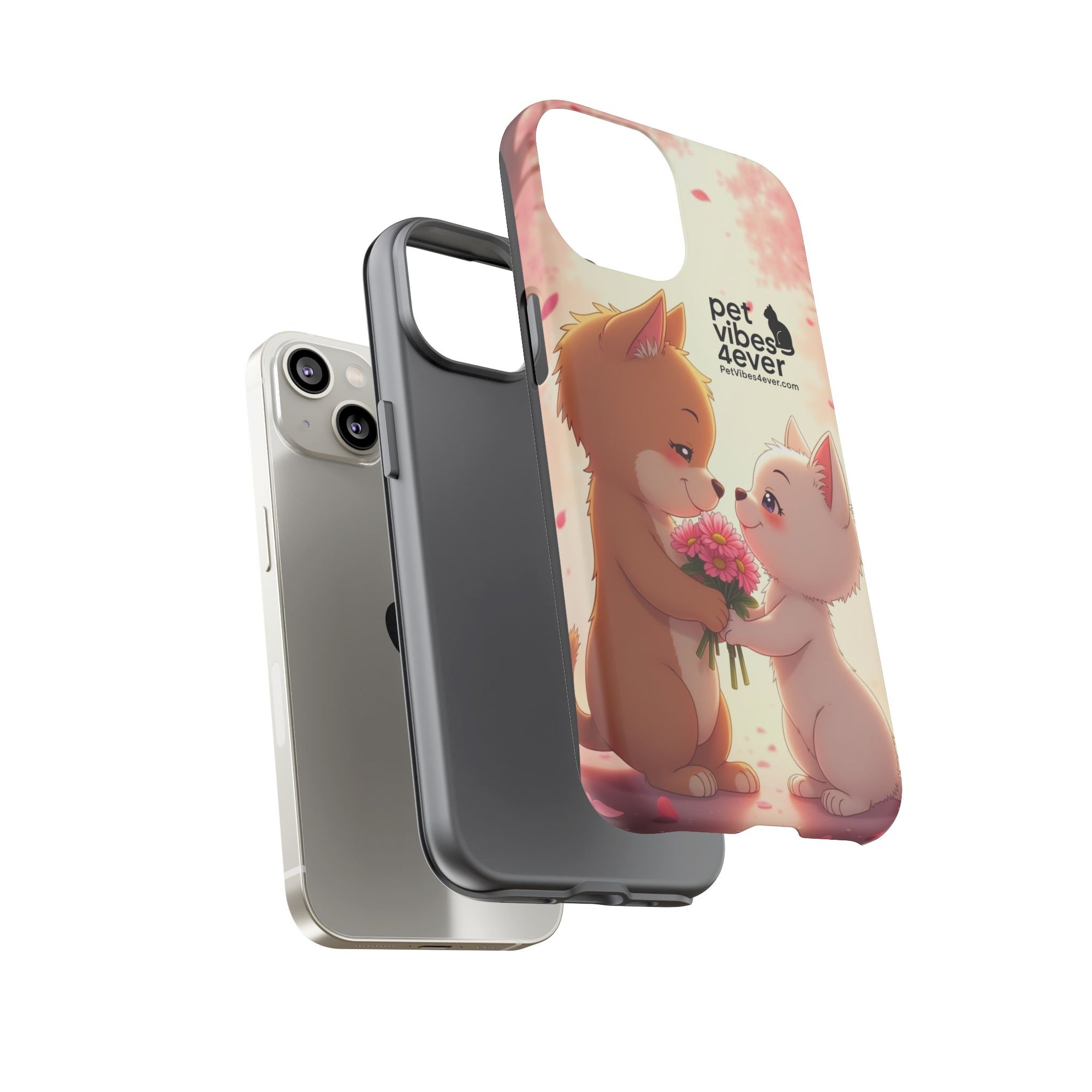Cute Pet Phone Case, Animal Lovers Gift, Valentine’s Day Present, Custom Phone Cover, Happy Couple Design, Pet Vibes Forever