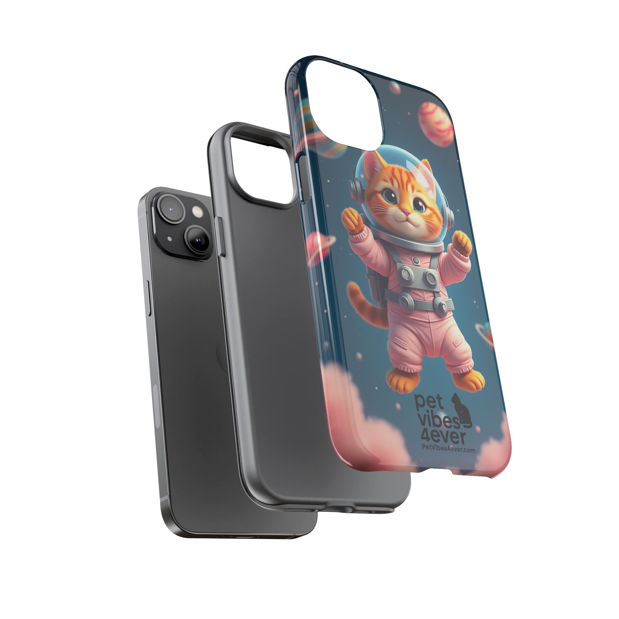 Cute Cat Phone Case, Cat Lovers Gift, Astrological Accessories, Fun Tech Gear, Space Theme Phone Cover