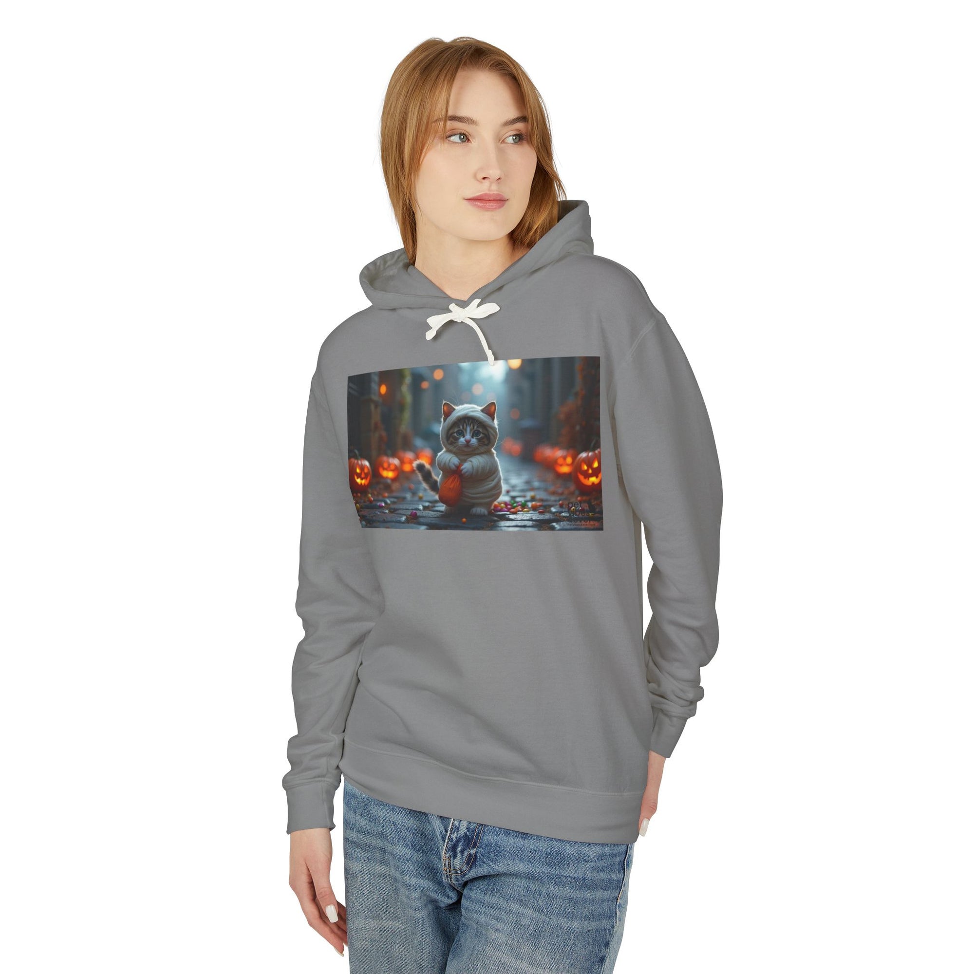 Halloween Cat Unisex Hoodie, Cozy Sweatshirt for Fall, Cute Pumpkin Design, Gift for Cat Lovers, Perfect for Halloween