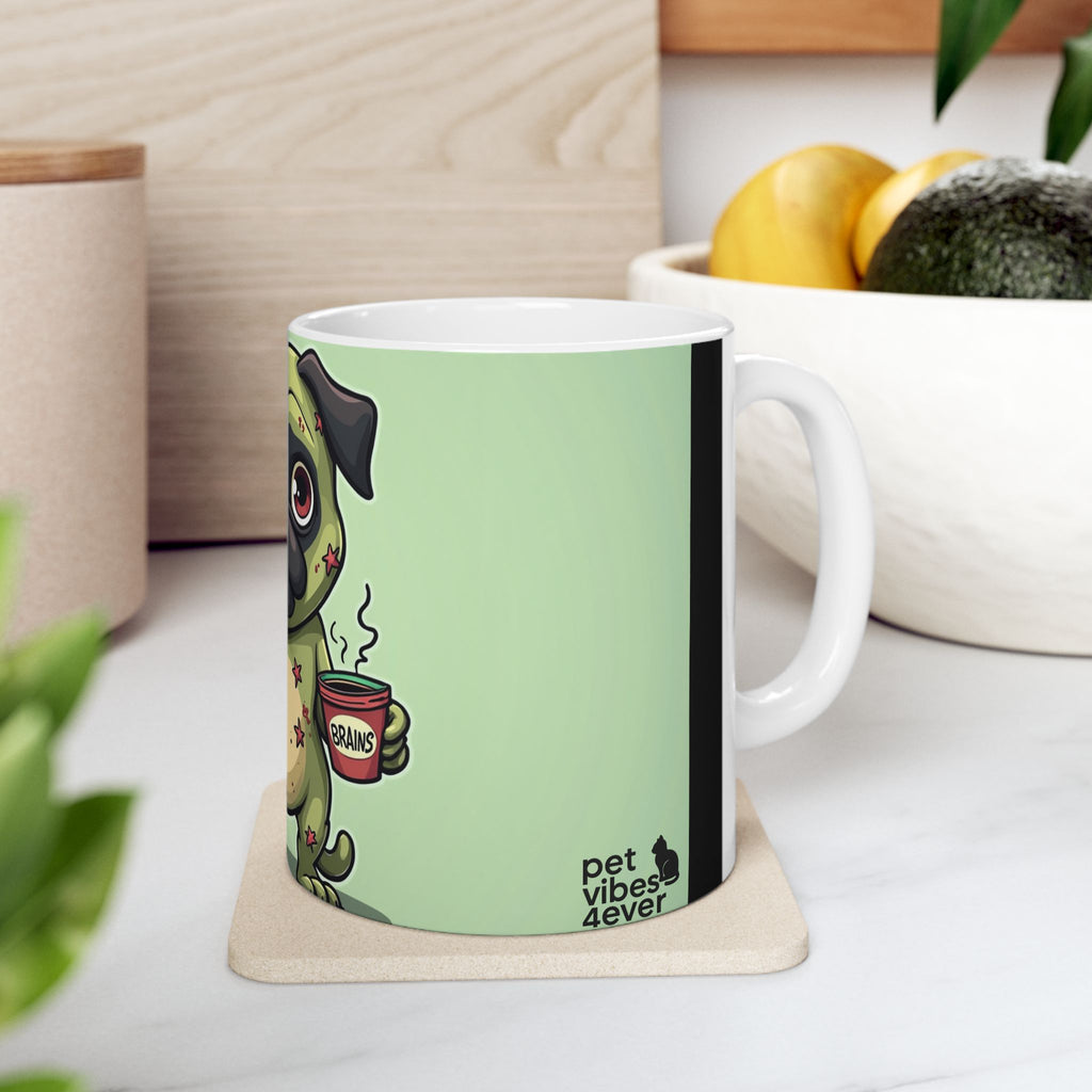 Cute Pug Zombie Mug, Funny Coffee Cup for Pet Lovers, Halloween Gift, Home Decor, Dog Lover's Present