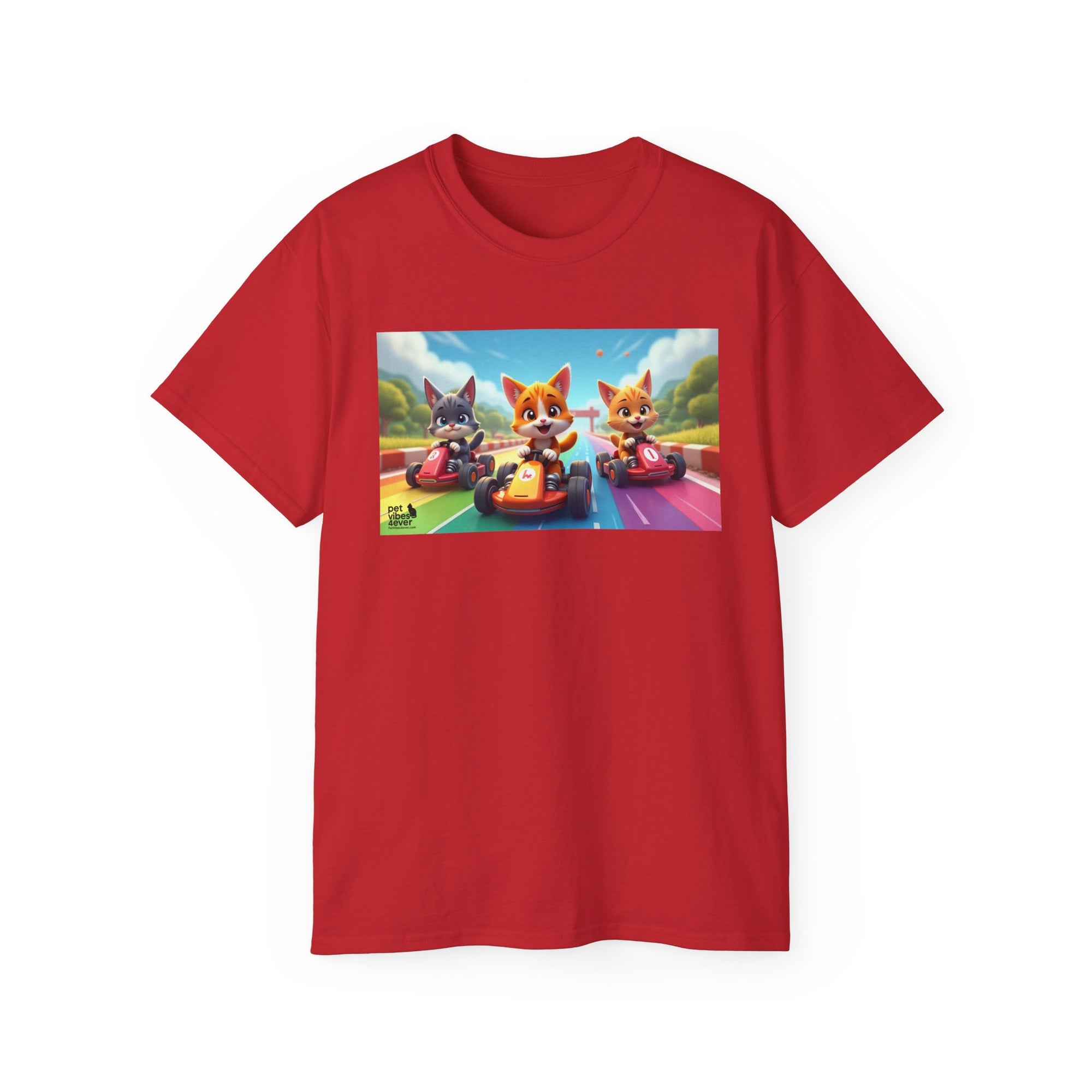 Cartoon Racing Friends Unisex Tee, Fun Gift for Gamers, Kid-Approved Style, Birthday Present, Family Game Night Apparel