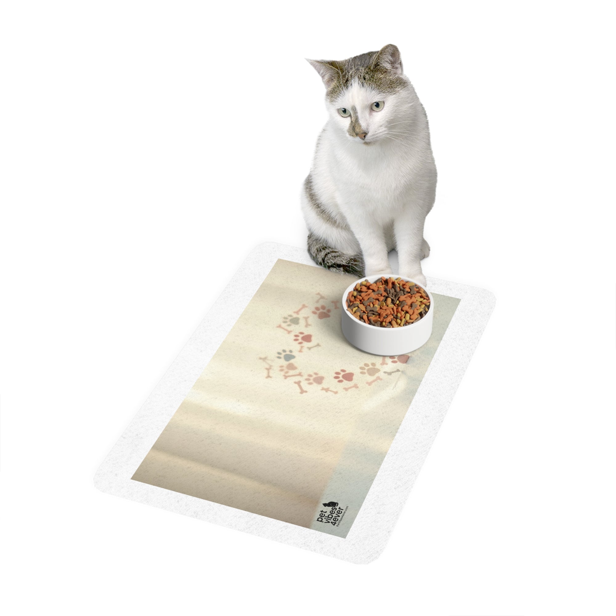 Pet Food Mat with Heart Design, Dog Bowl Placemat, Cat Feeding Mat, Pet Dining Area Decor, Pet Lover Gift