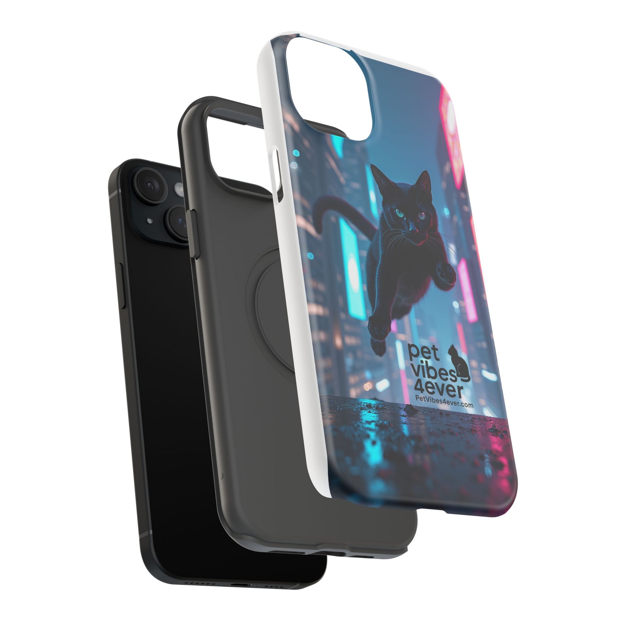 Cat-Themed Phone Case with Pet Vibes Design, Impact-Resistant Phone Case, Gift for Cat Lovers, Cute Pet Merchandise, Stylish Phone Accessory