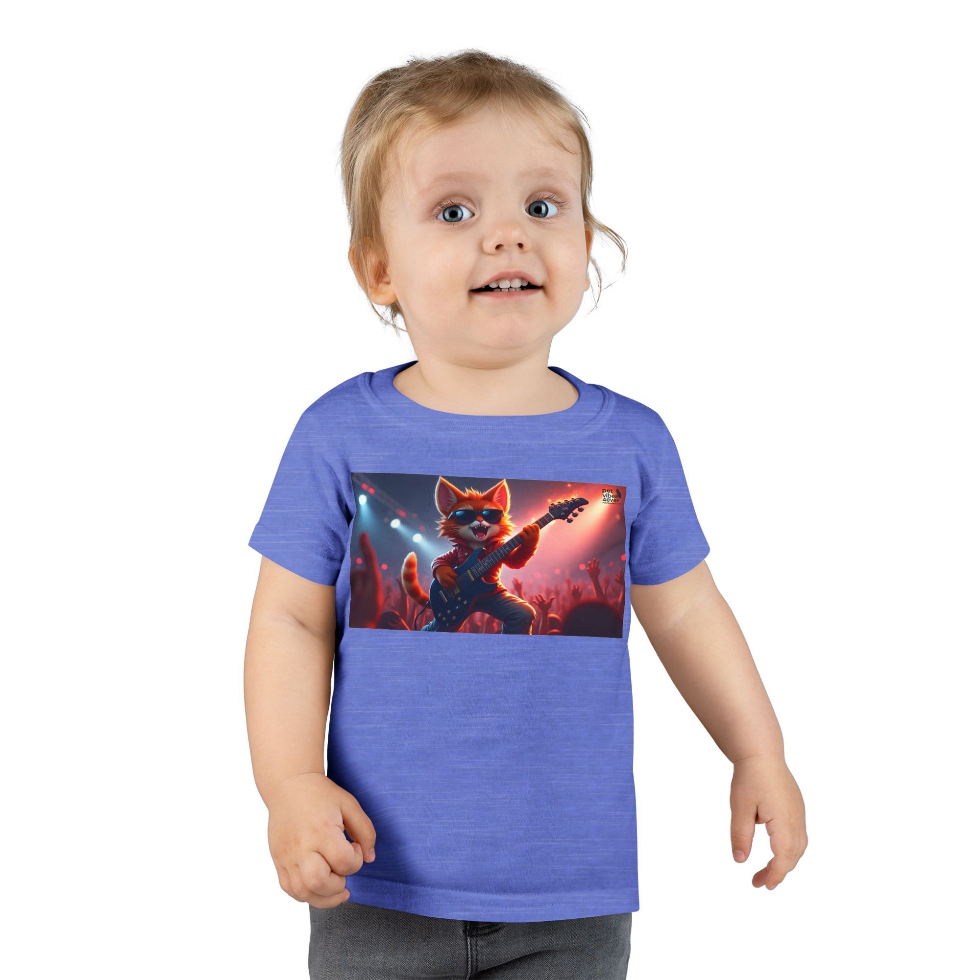 Rockstar Cat Toddler T-Shirt, Cute Graphic Tee for Kids, Birthday Gift, Music Theme Apparel, Fun Kids Outfit, Playful Toddler Top
