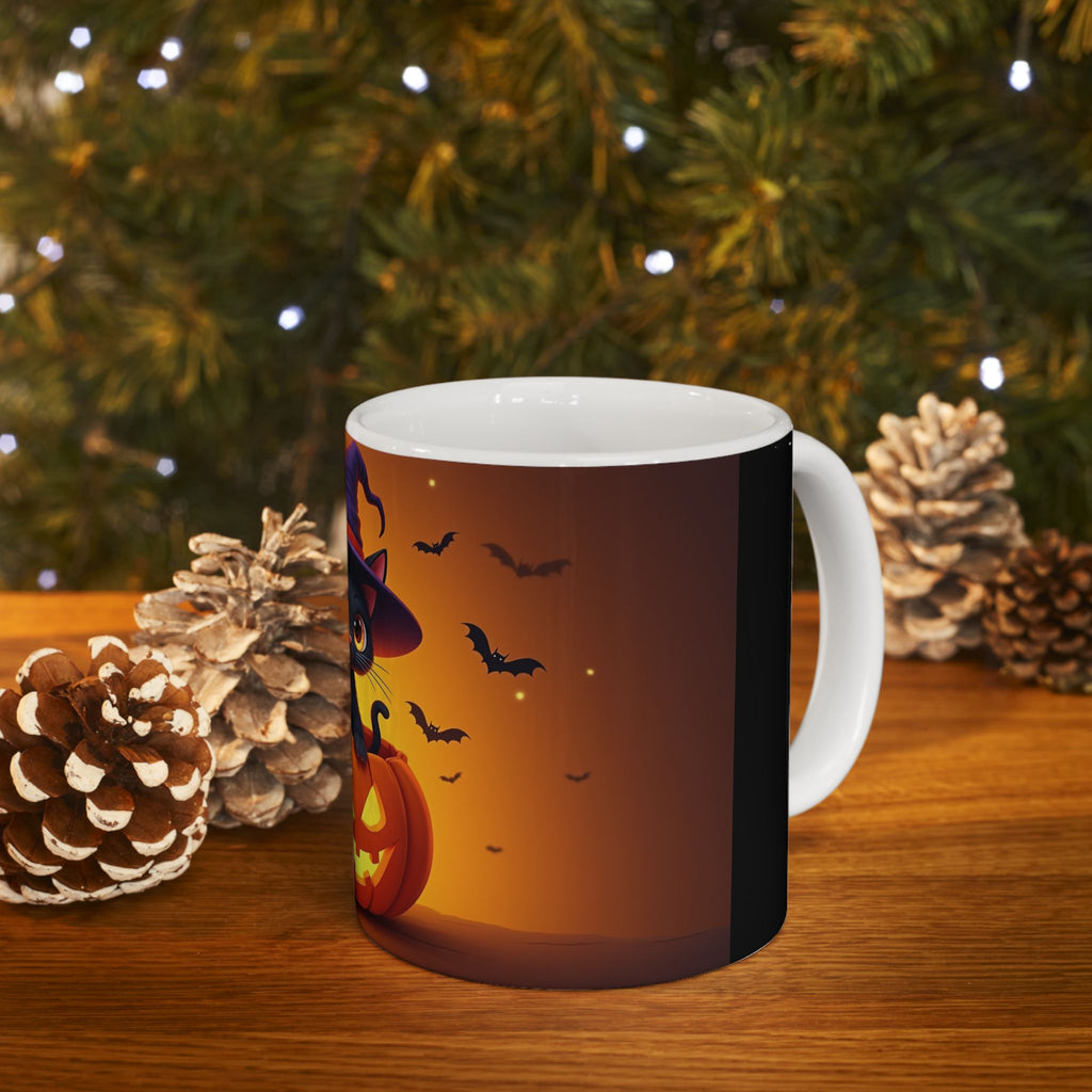 Halloween Cat Mug - Black Cat Pumpkin Coffee Cup, Trick-or-Treat Mug, Fall Home Decor, Spooky Gift, Cat Lover's Kitchen