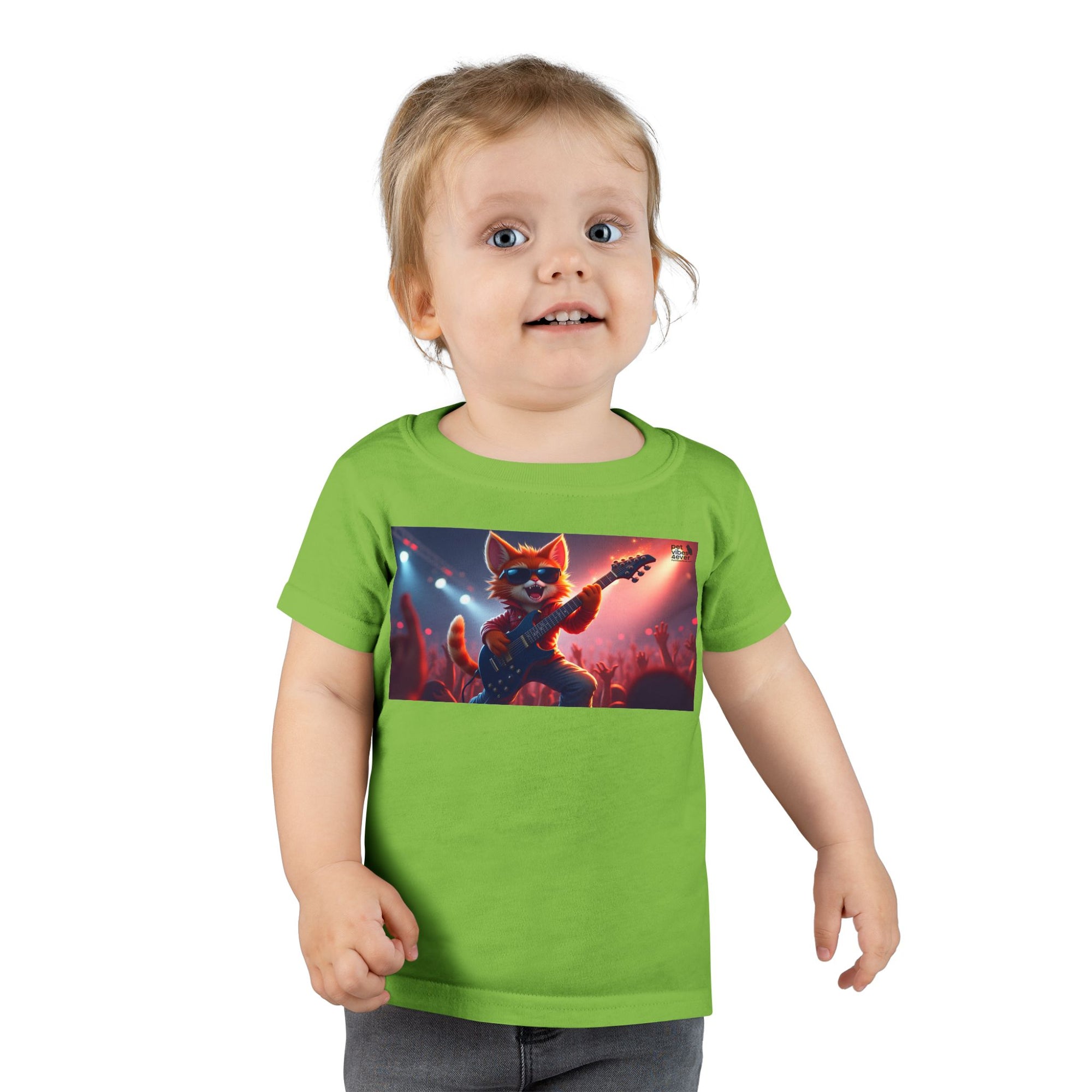Rockstar Cat Toddler T-Shirt, Cute Graphic Tee for Kids, Birthday Gift, Music Theme Apparel, Fun Kids Outfit, Playful Toddler Top