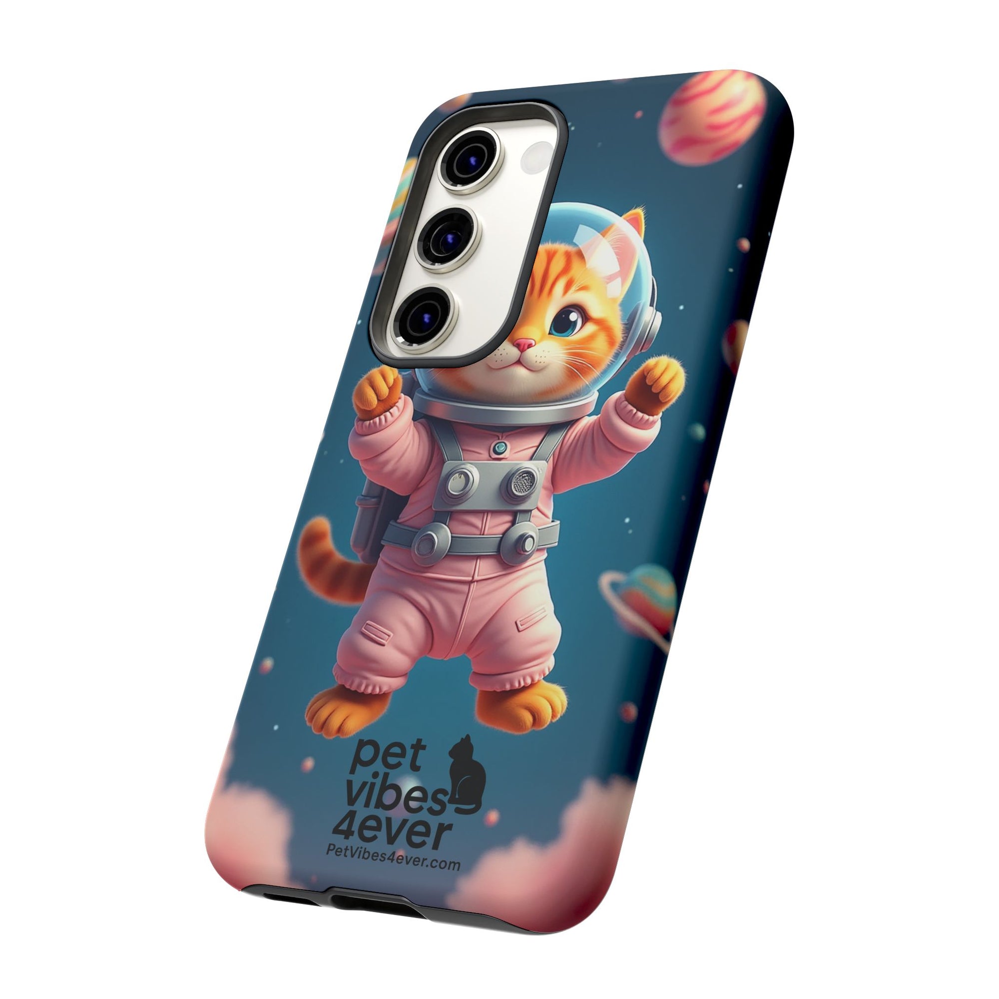 Cute Cat Phone Case, Astronaut Cat Case, Pet Lover Gift, Space Theme Accessories, Galaxy Cat Phone Cover