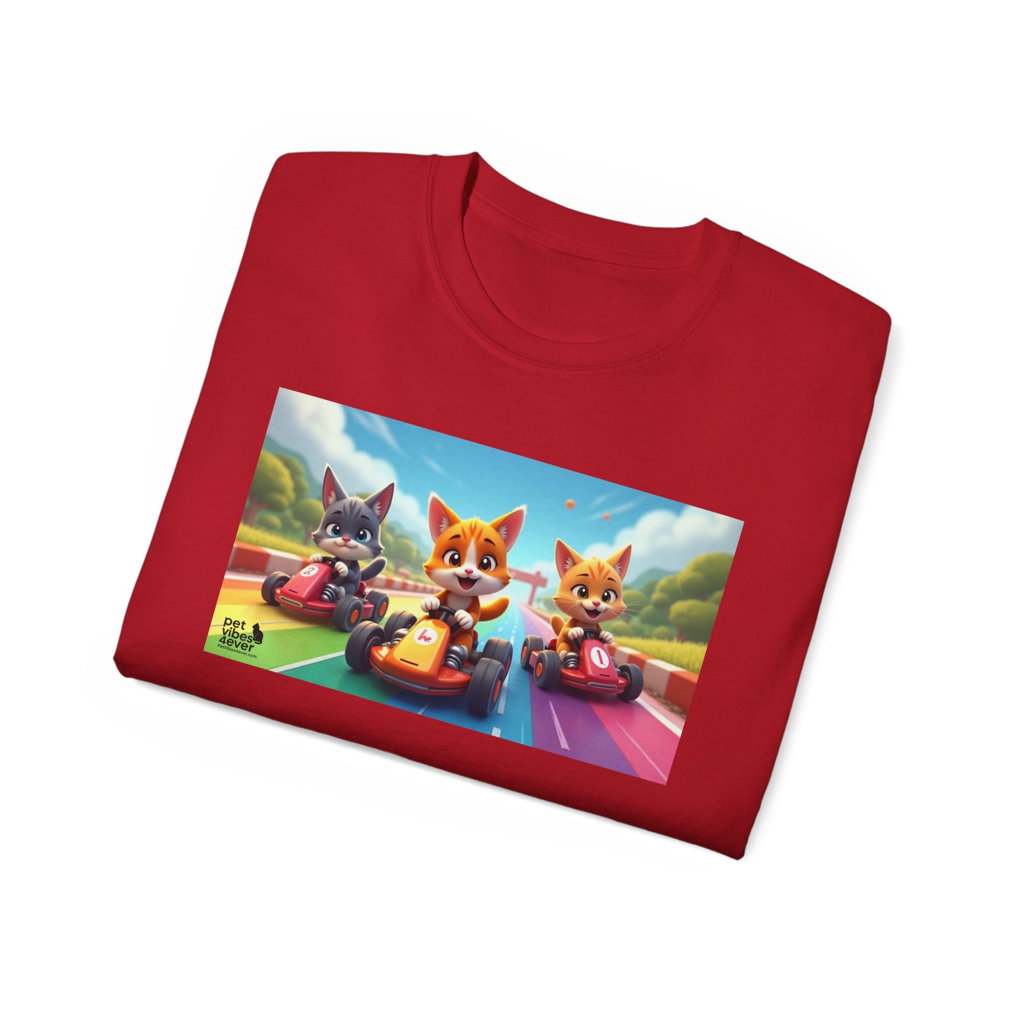 Cartoon Racing Friends Unisex Tee, Fun Gift for Gamers, Kid-Approved Style, Birthday Present, Family Game Night Apparel