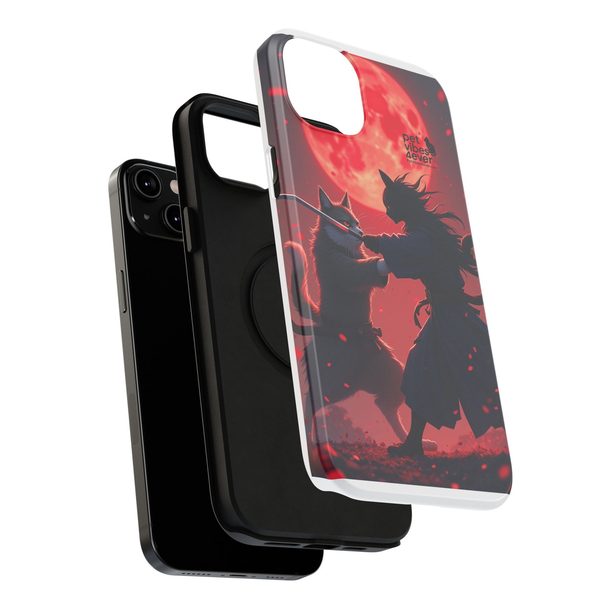 Samurai Cat Phone Case – Impact-Resistant, Pet Lovers, Cool Tech Accessories, Anime Aesthetic, Unique Gifts