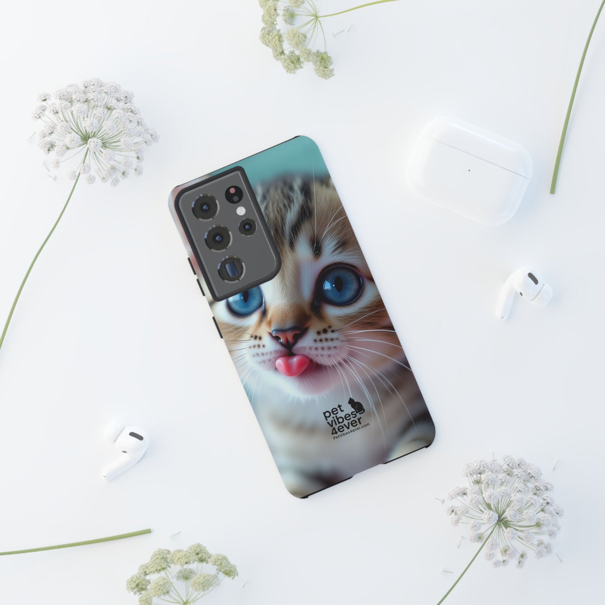 Cute Cat Phone Case, Pet Lover Gift, Durable Phone Cover, Animal Print Case, Cute Kitten Accessory