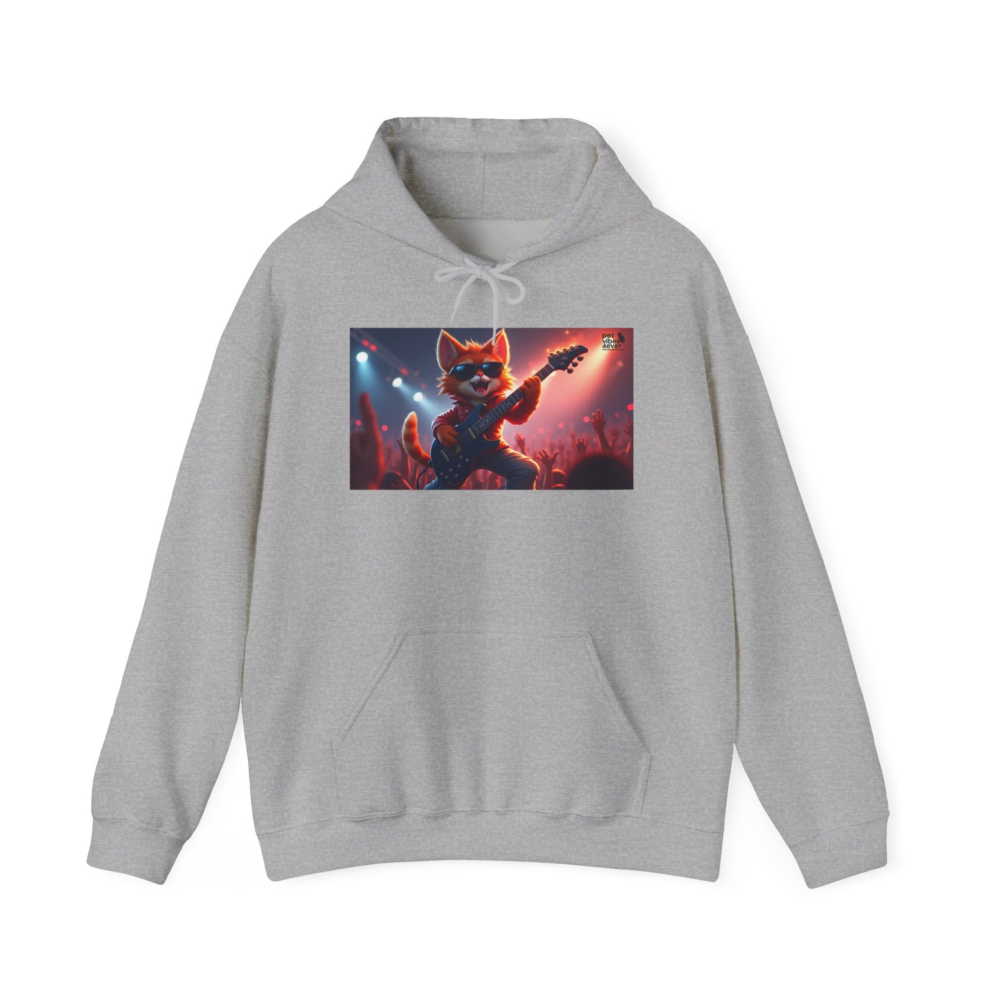 Funky Cat Hoodie - Unisex Heavy Blend Sweatshirt, Cool Graphic Hoodie, Perfect Gift for Cat Lovers, Concert Apparel, Cozy Style