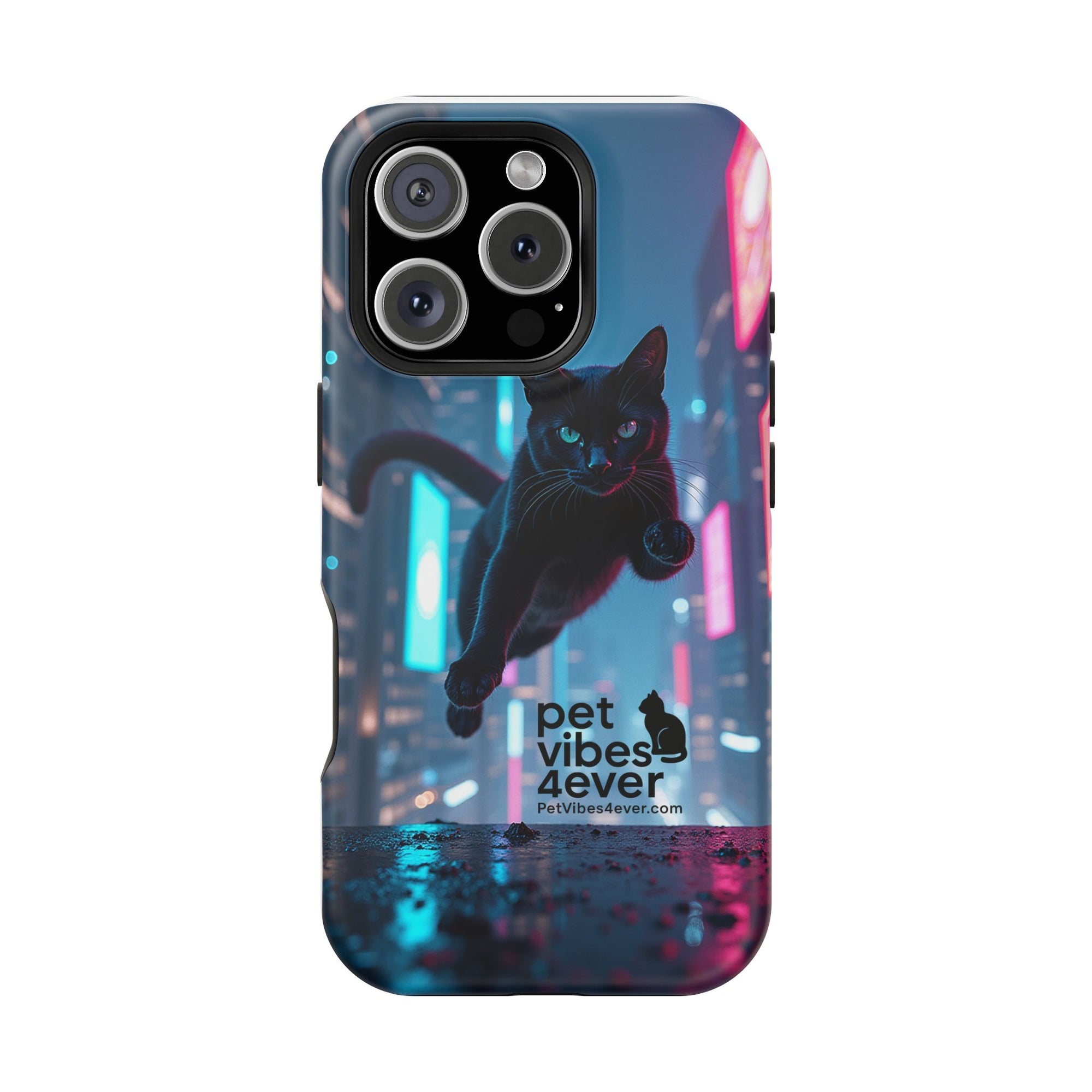 Cat-Themed Phone Case with Pet Vibes Design, Impact-Resistant Phone Case, Gift for Cat Lovers, Cute Pet Merchandise, Stylish Phone Accessory