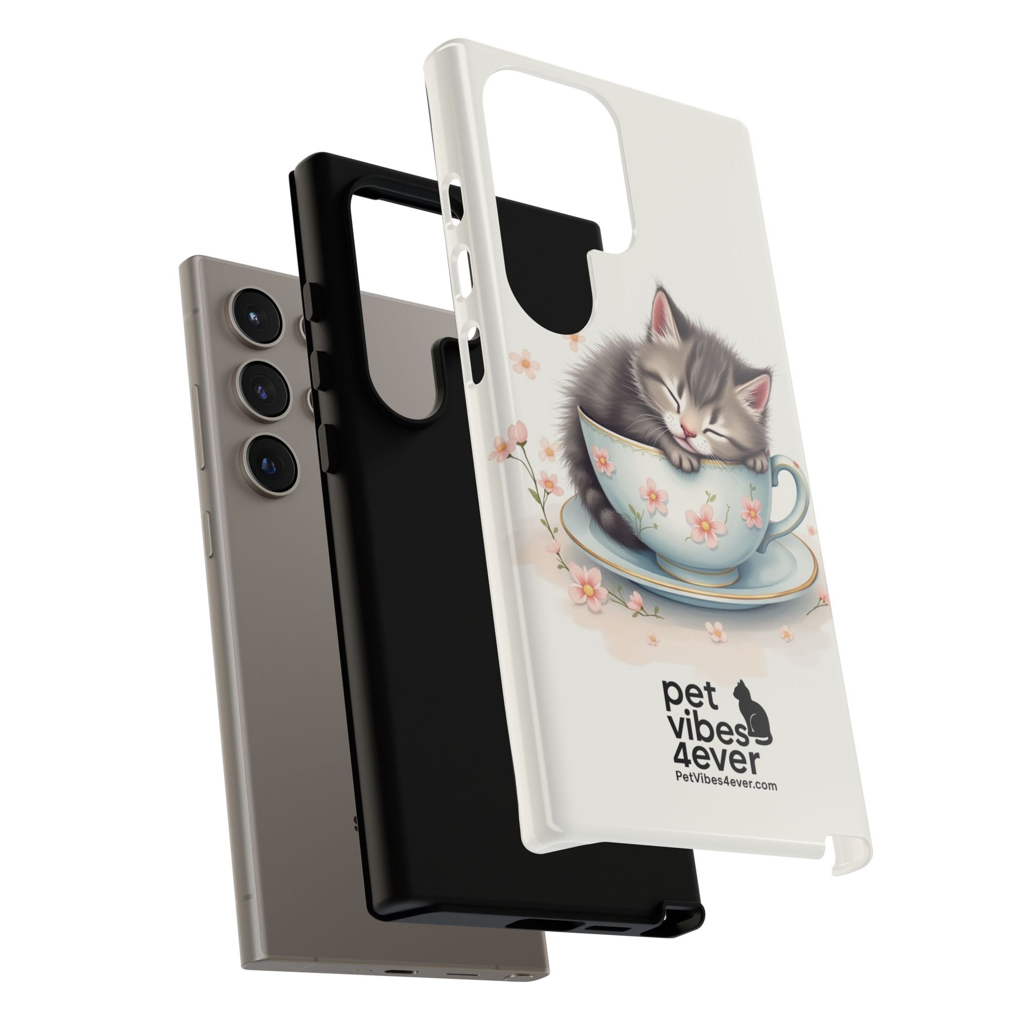 Cute Cat Phone Case, Pet Lover Gift, Soft Kitty Design, Floral Tech Accessory, Unique Animal Case, iPhone Cover, Birthday Present