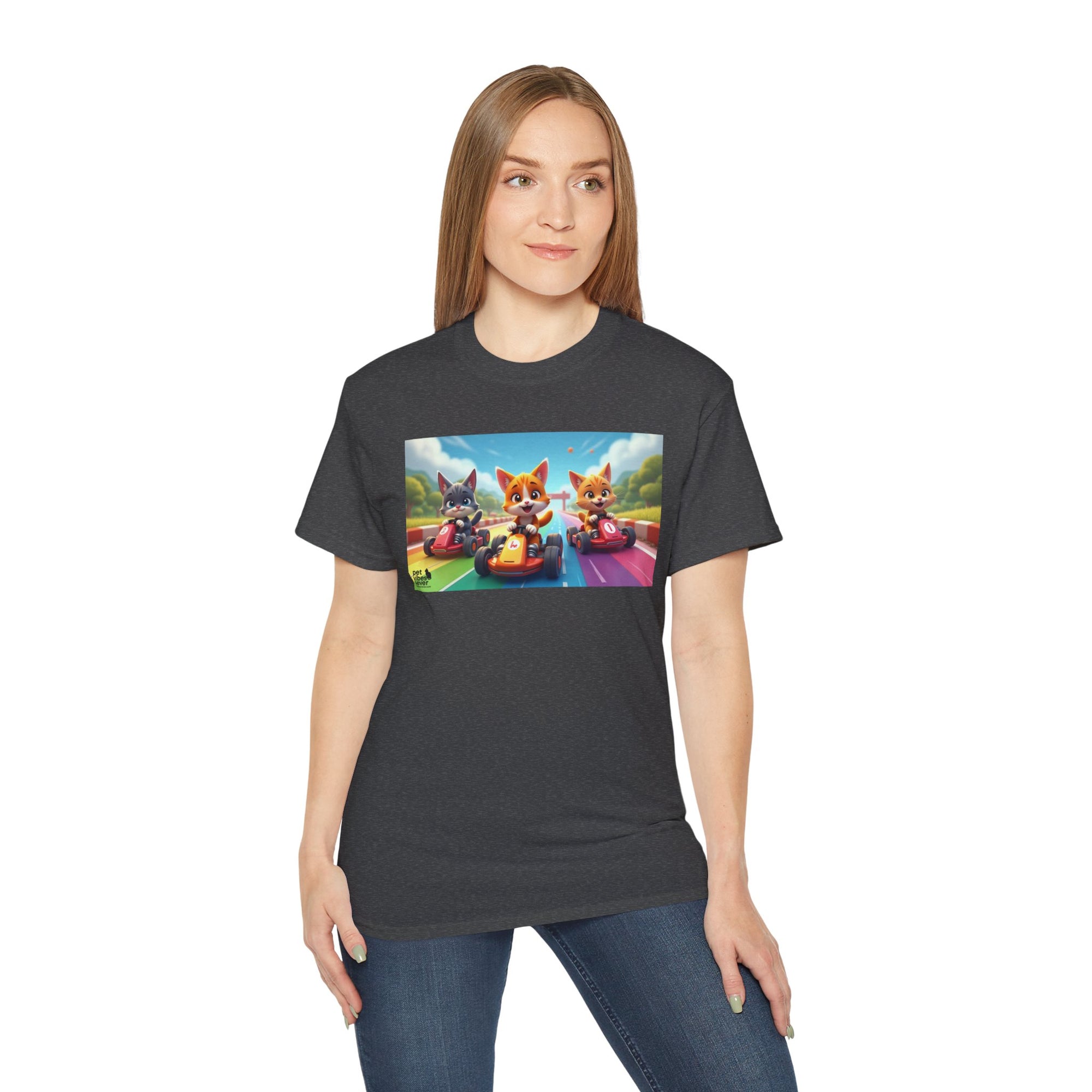 Cartoon Racing Friends Unisex Tee, Fun Gift for Gamers, Kid-Approved Style, Birthday Present, Family Game Night Apparel