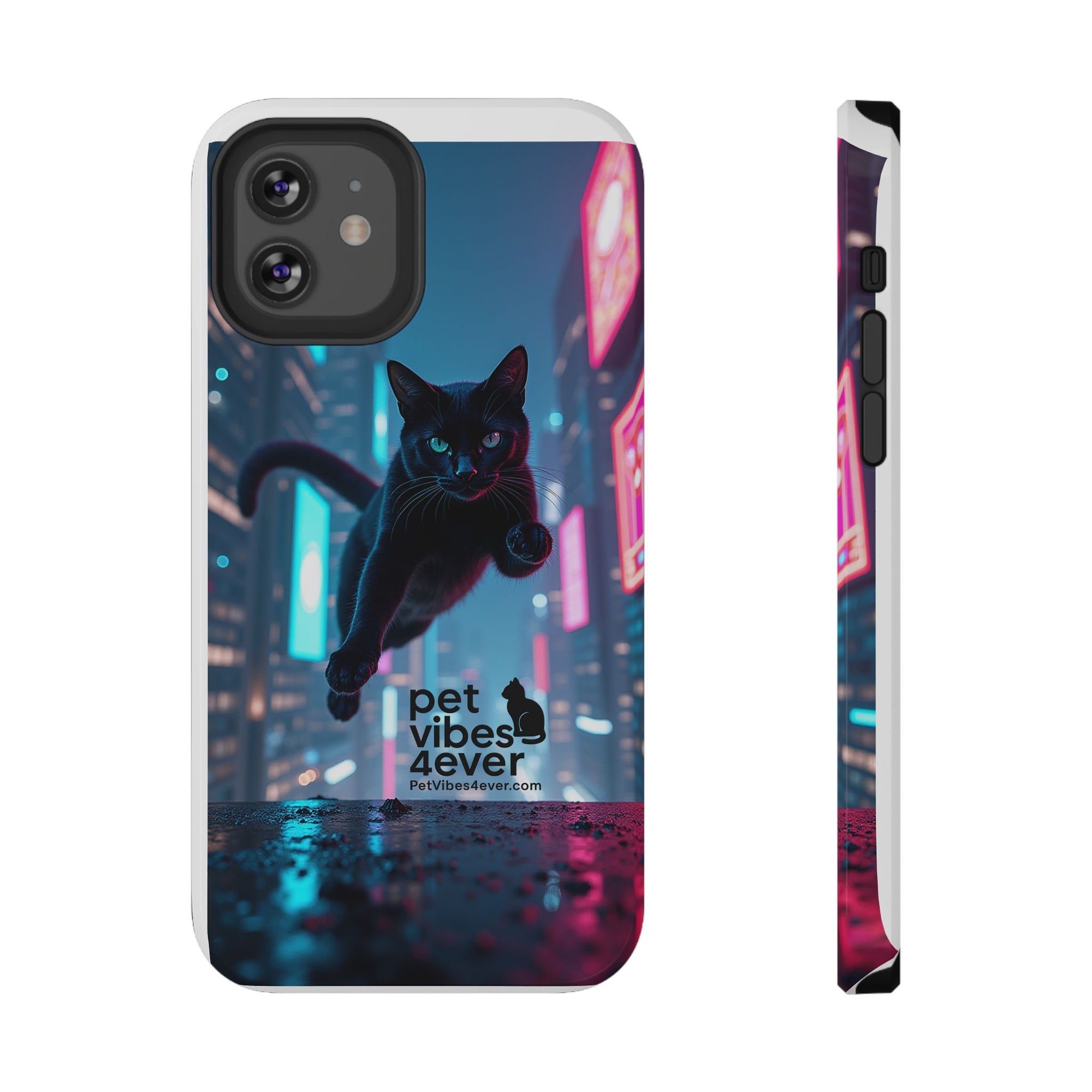 Cat-Themed Phone Case with Pet Vibes Design, Impact-Resistant Phone Case, Gift for Cat Lovers, Cute Pet Merchandise, Stylish Phone Accessory