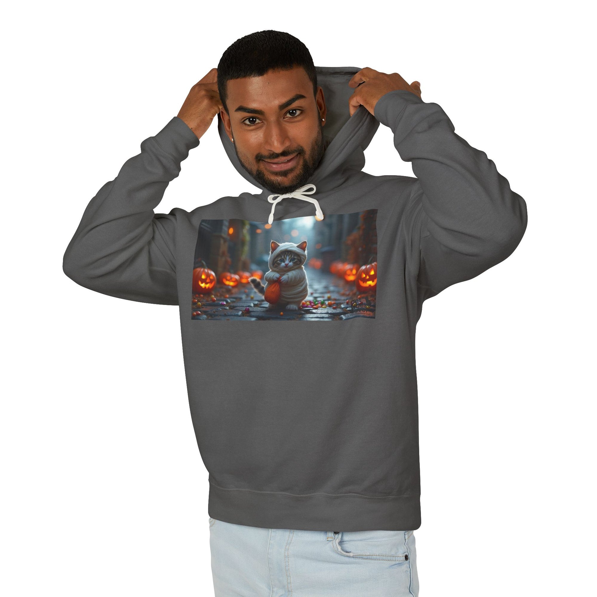 Halloween Cat Unisex Hoodie, Cozy Sweatshirt for Fall, Cute Pumpkin Design, Gift for Cat Lovers, Perfect for Halloween