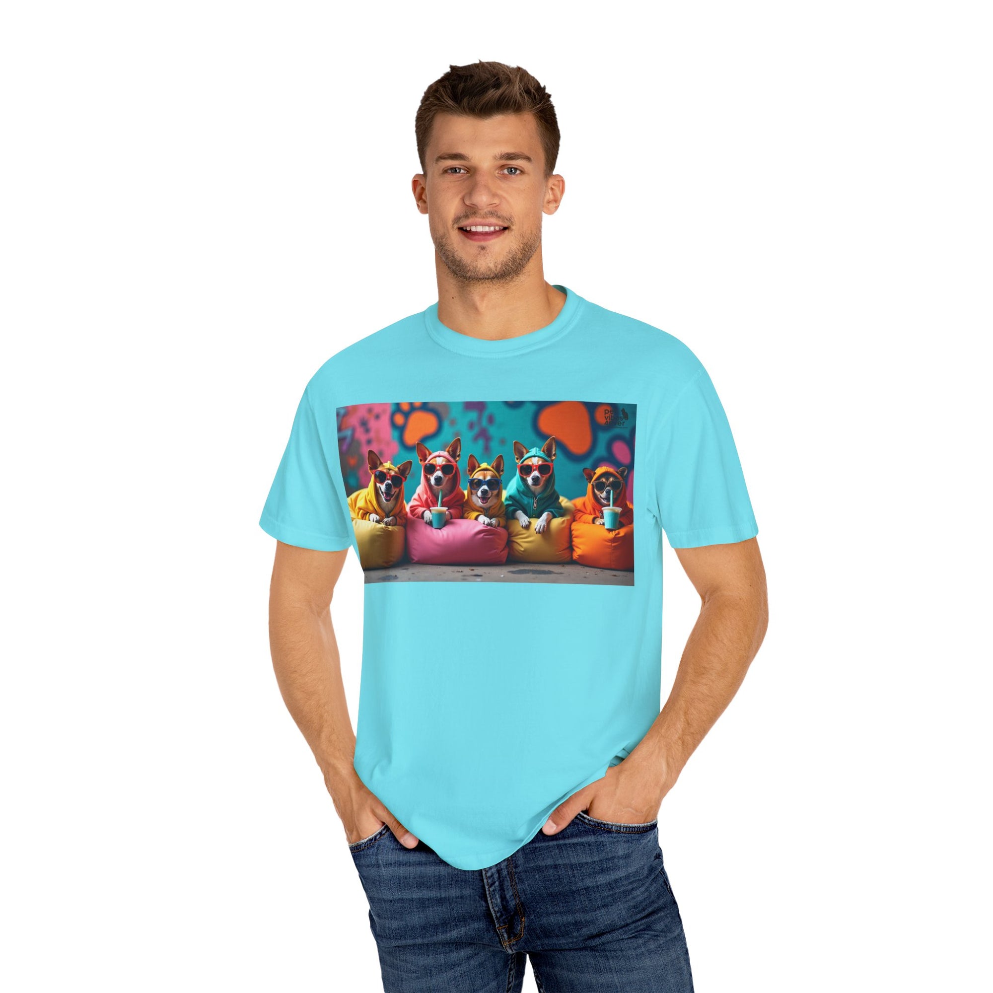 Playful Dog-Themed Unisex Garment-Dyed T-shirt, Pet Lover Gift, Casual Wear, Birthday Party Tee, Colorful Animal Art