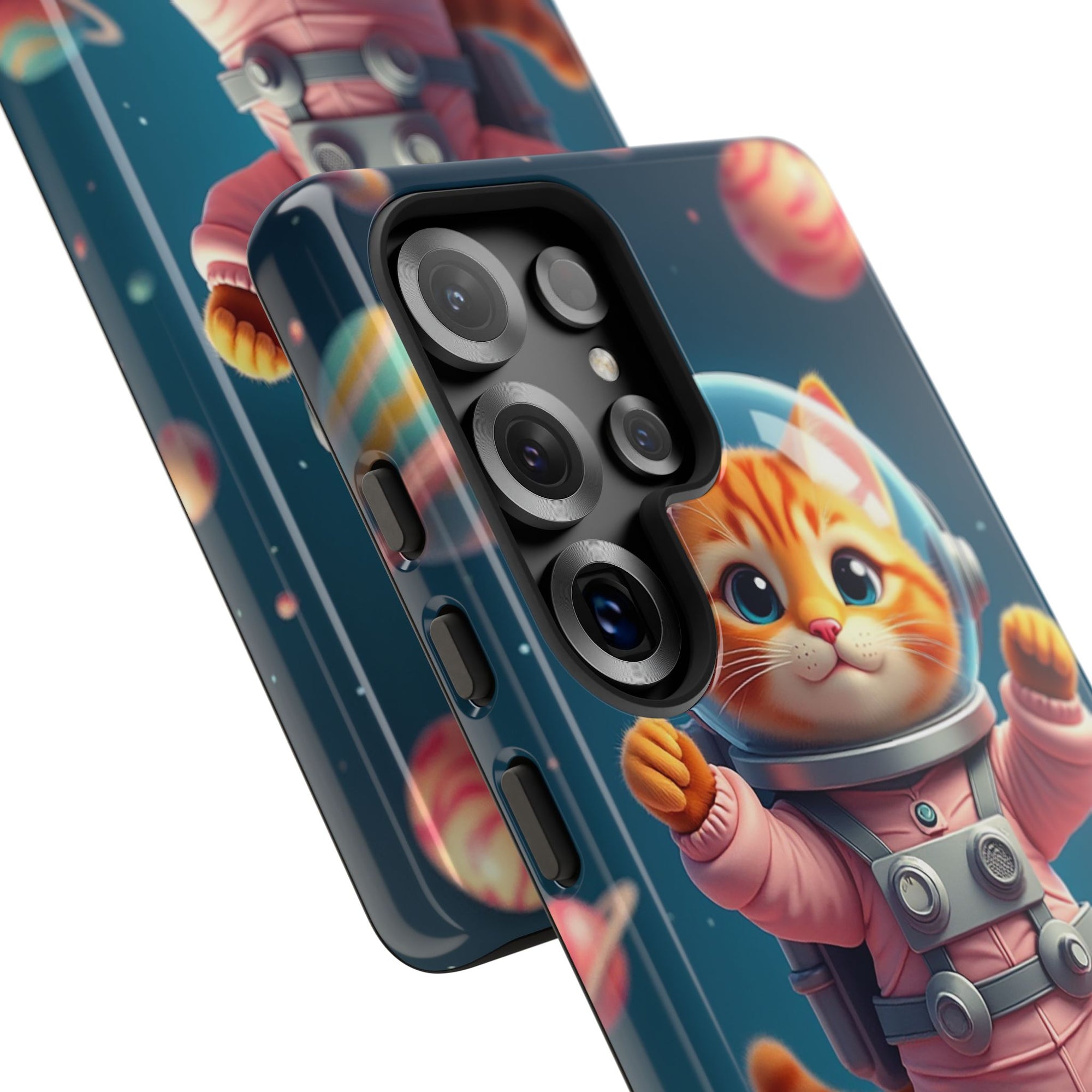 Cute Cat Phone Case, Astronaut Cat Case, Pet Lover Gift, Space Theme Accessories, Galaxy Cat Phone Cover