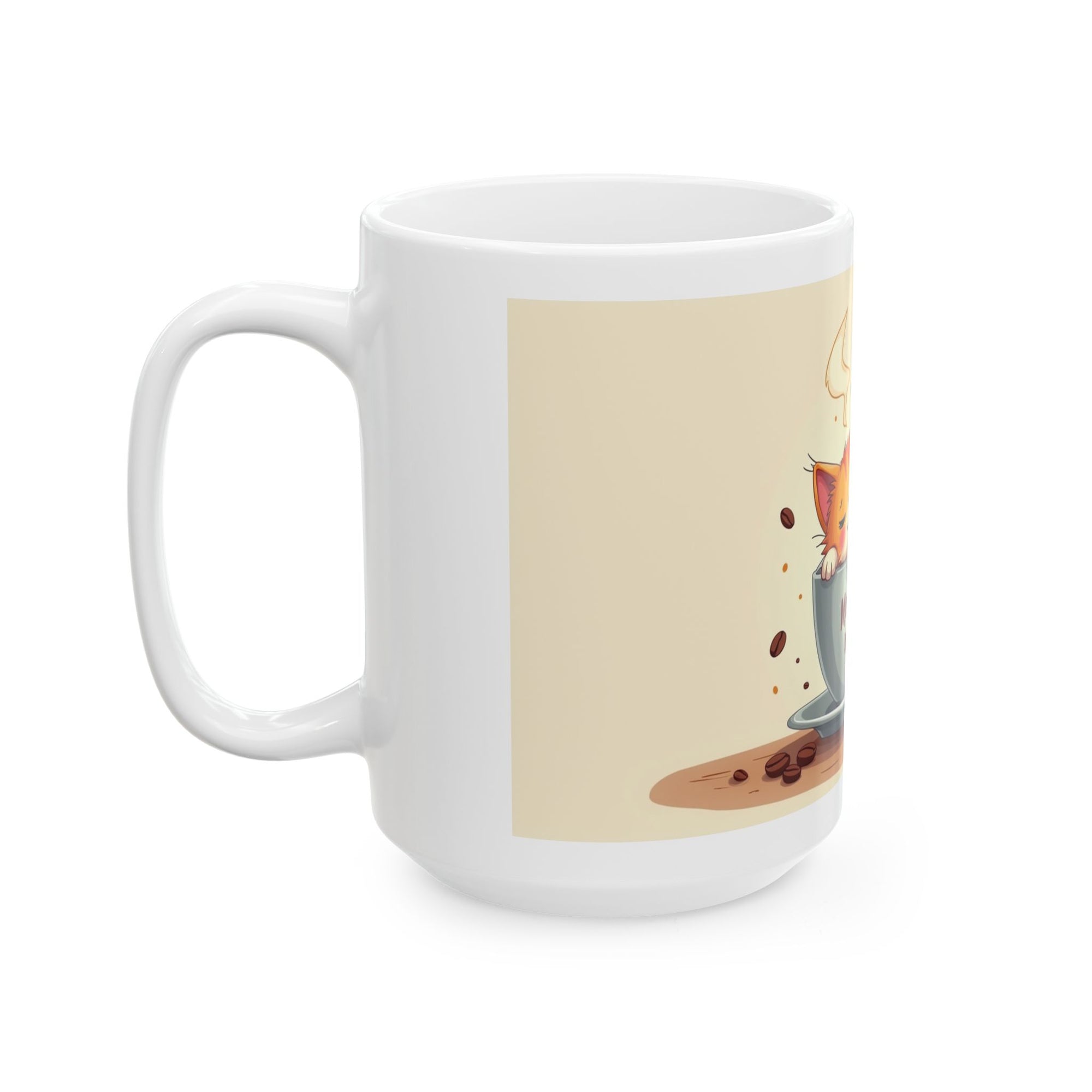 Cute Cat Monday Mood Mug, Coffee Cup, Gift for Cat Lovers, Office Decor, Animal Art, Funny Mug, Tea Cup