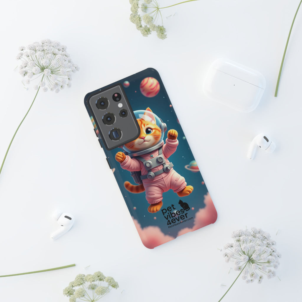 Cute Cat Phone Case, Astronaut Cat Case, Pet Lover Gift, Space Theme Accessories, Galaxy Cat Phone Cover
