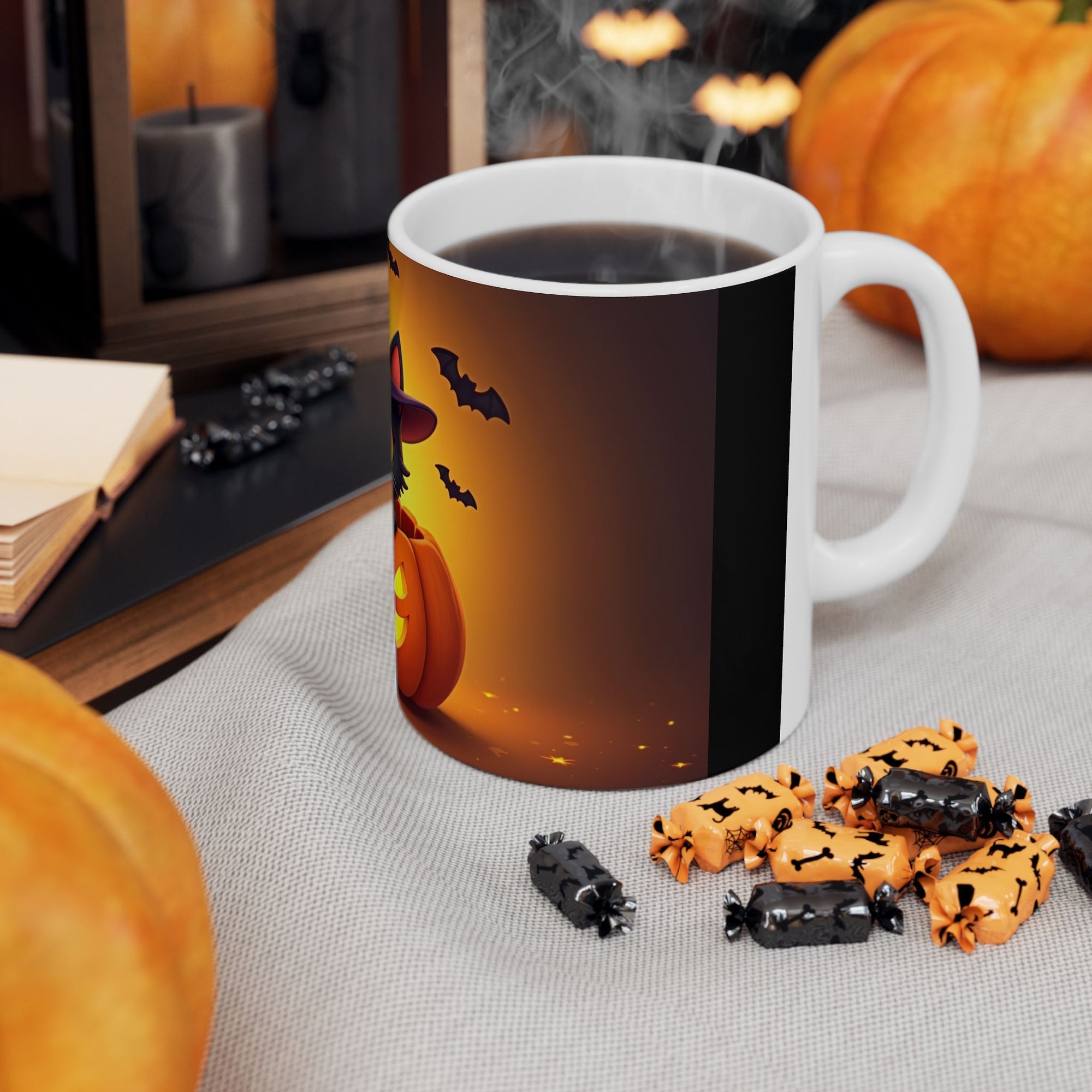 Halloween Cat Pumpkin Mug - Perfect for Coffee Lovers, Holiday Gifts, Spooky Decor, Cat Enthusiasts, or Fall Celebrations
